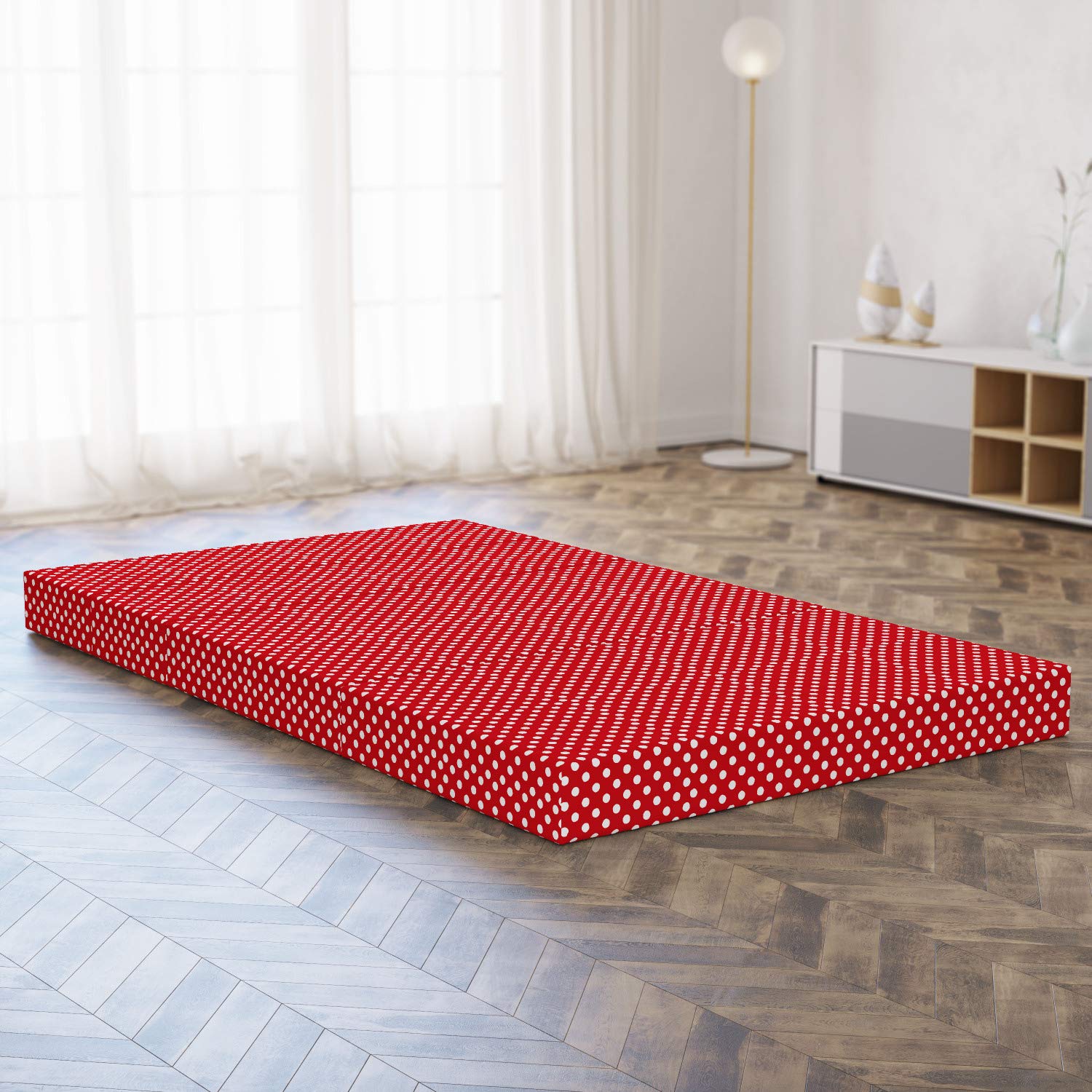 Ambesonne Retro Foldable Mattress - Polka Dot Design, 78.7