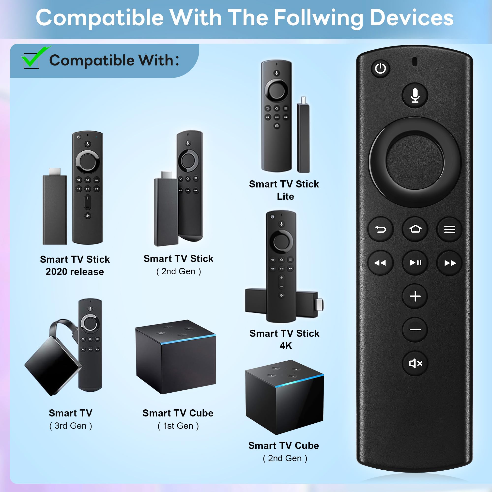 2nd Gen Replacement Remote Control for Amazon Fire TV Stick & Fire TV Cube - Compatible with AMZ Smart TVs (Not for Insignia/Toshiba/Pioneer) | Perfect for Streaming, Gaming & Smart Home Control