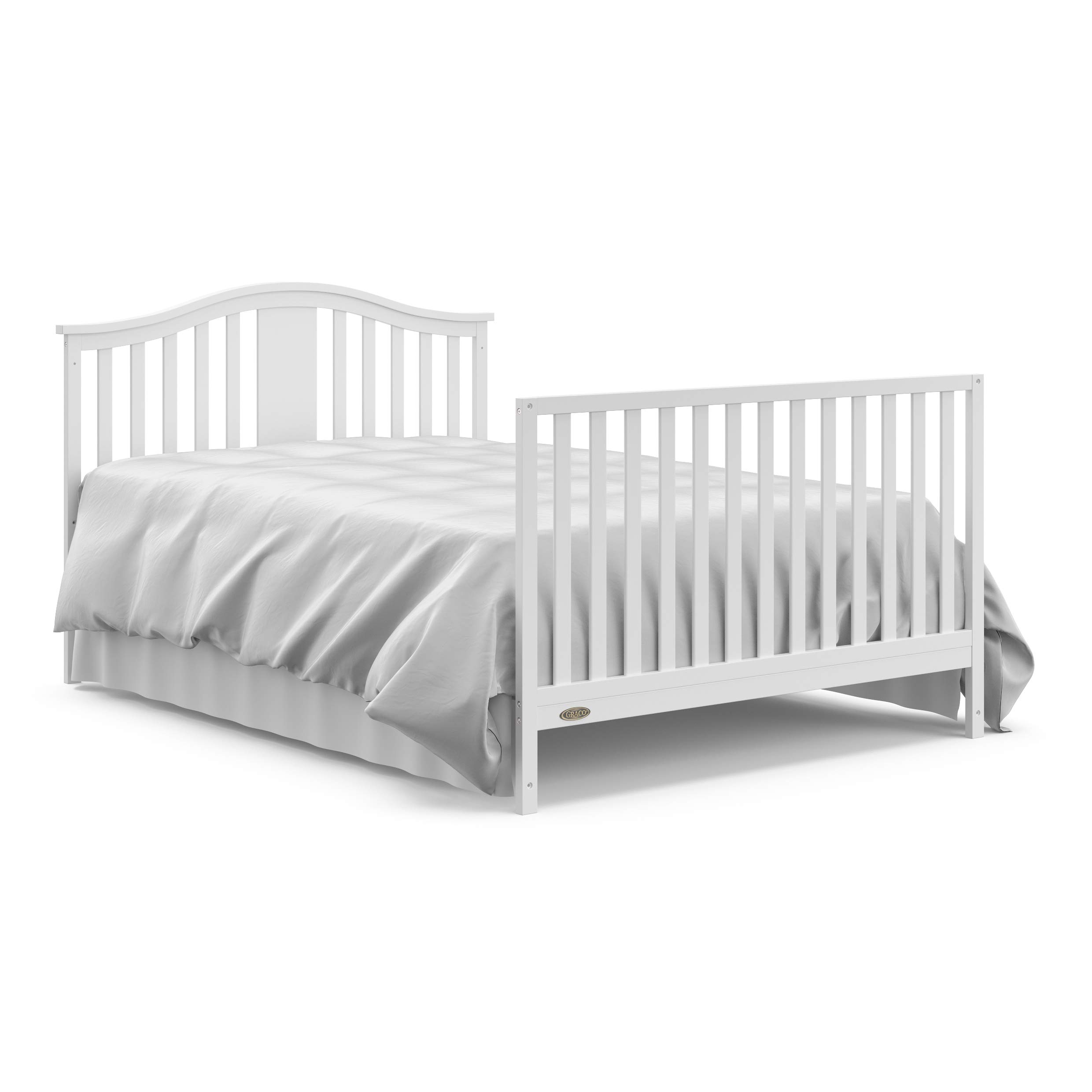 Graco Solano 4-in-1 Convertible Crib with Storage Drawer - GREENGUARD Gold Certified, White Nursery Furniture Converts to Toddler & Full-Size Bed | Safe Baby Crib for Nursery, Bedroom & Daycare Use