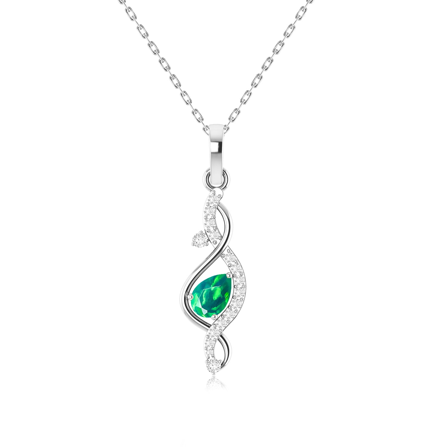 Natural Green Opal Pear-Shaped Pendant Necklace - Handcrafted Designer Jewelry for Women, Perfect for Weddings, Parties & Special Occasions