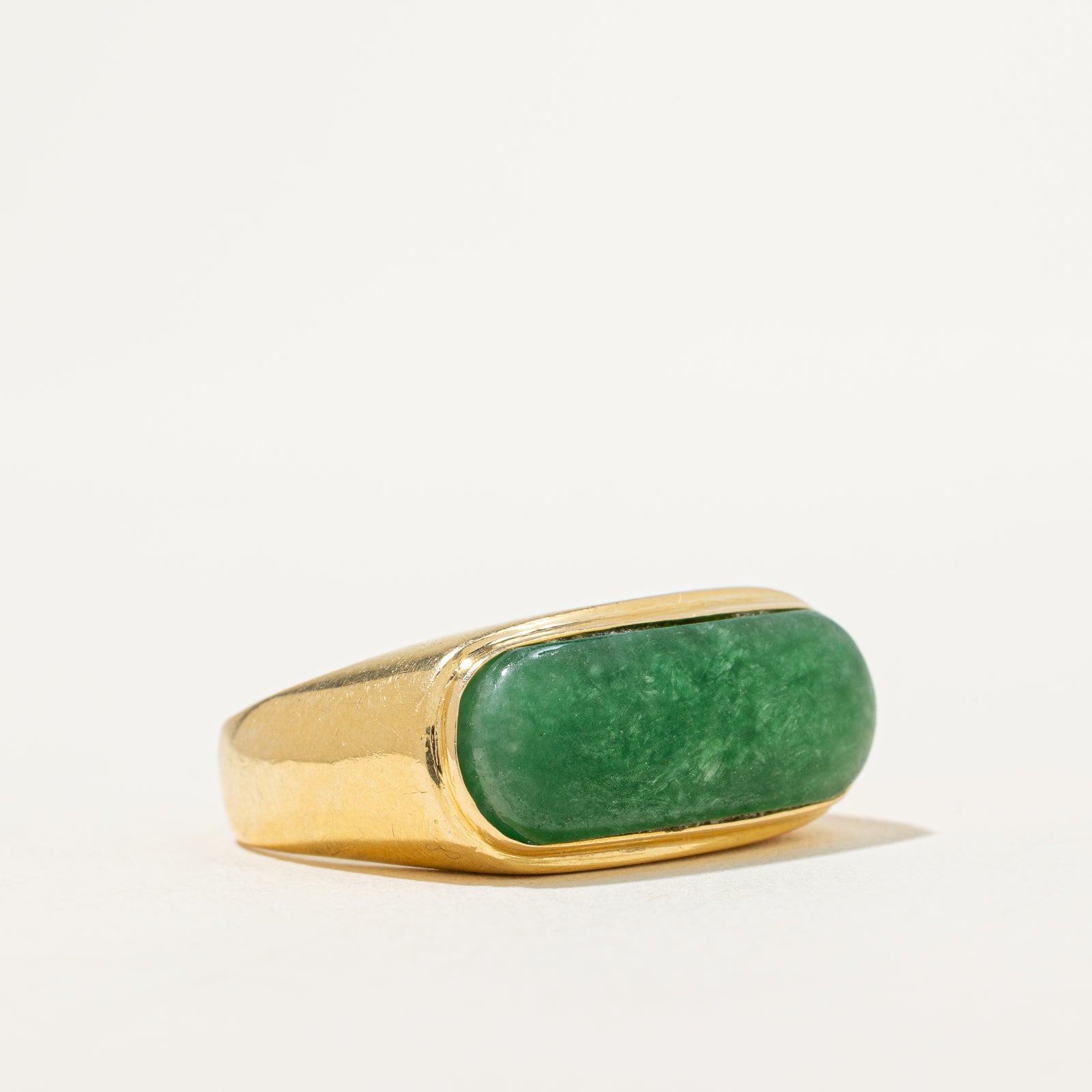 East West Cabochon Jade Ring - 4.50ct Genuine Jade Stone - Size 9.75 - Dainty Minimalist Jewelry for Women - Perfect for Everyday Wear, Gift Giving & Boho Fashion