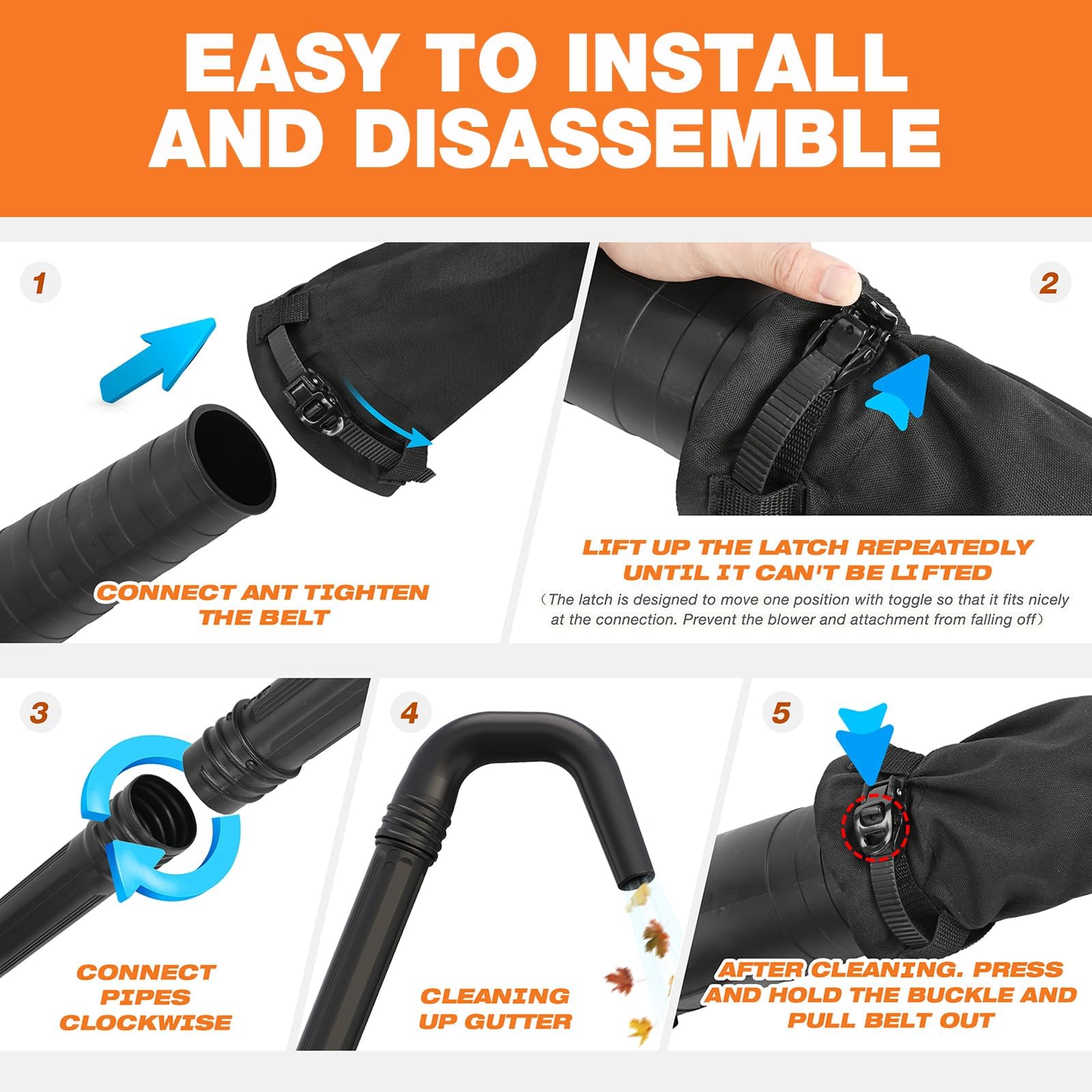 Sealegend Universal Gutter Cleaning Tool Kit - 11ft Black Leaf Blower Attachment for Ground-Level Gutter Cleaning | Perfect for Home Roof Maintenance & Fall Leaf Removal