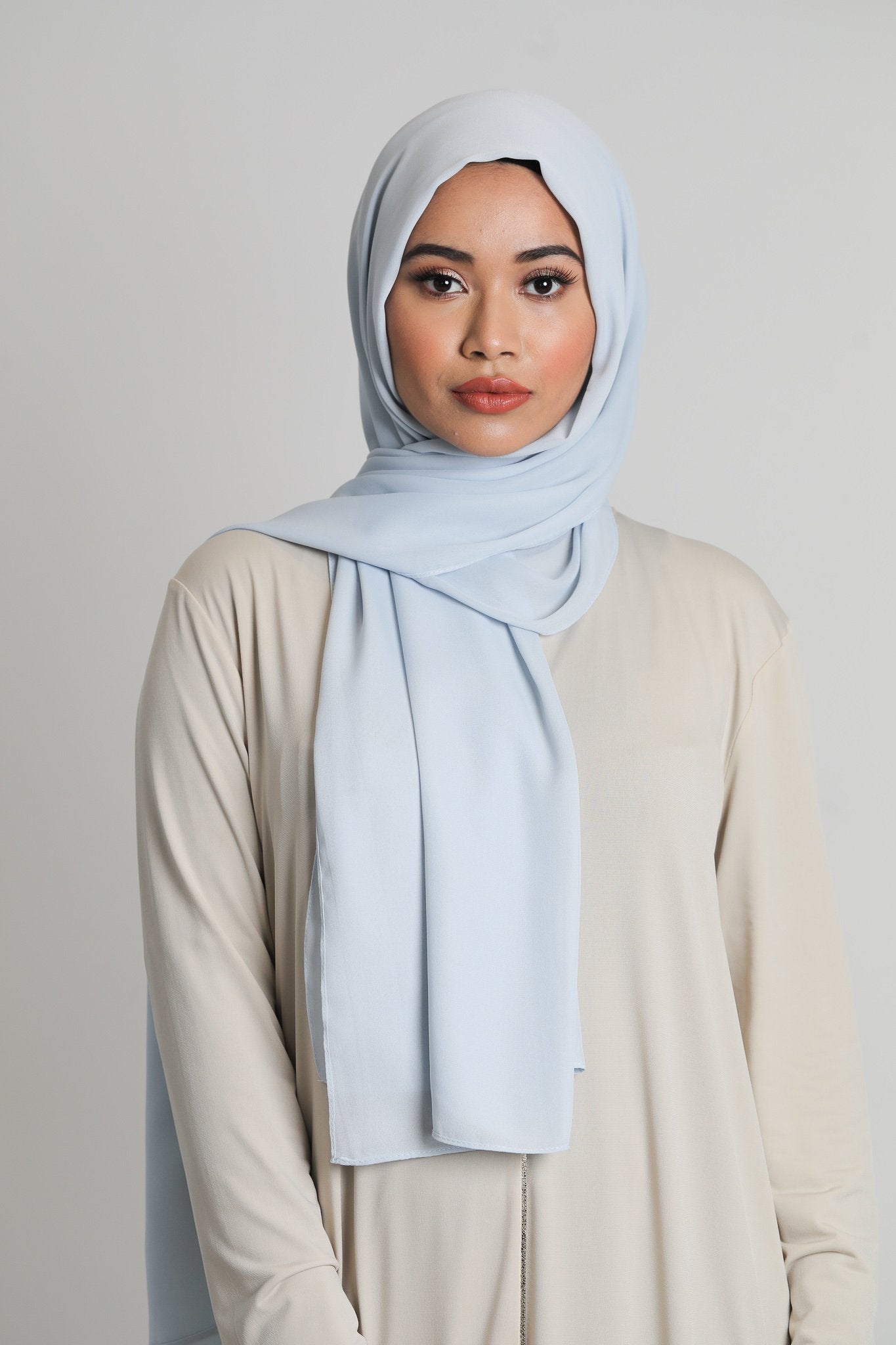 Powder Blue Chiffon Scarf for Women - Lightweight Elegant Fashion Accessory - Perfect for Parties, Weddings & Everyday Wear