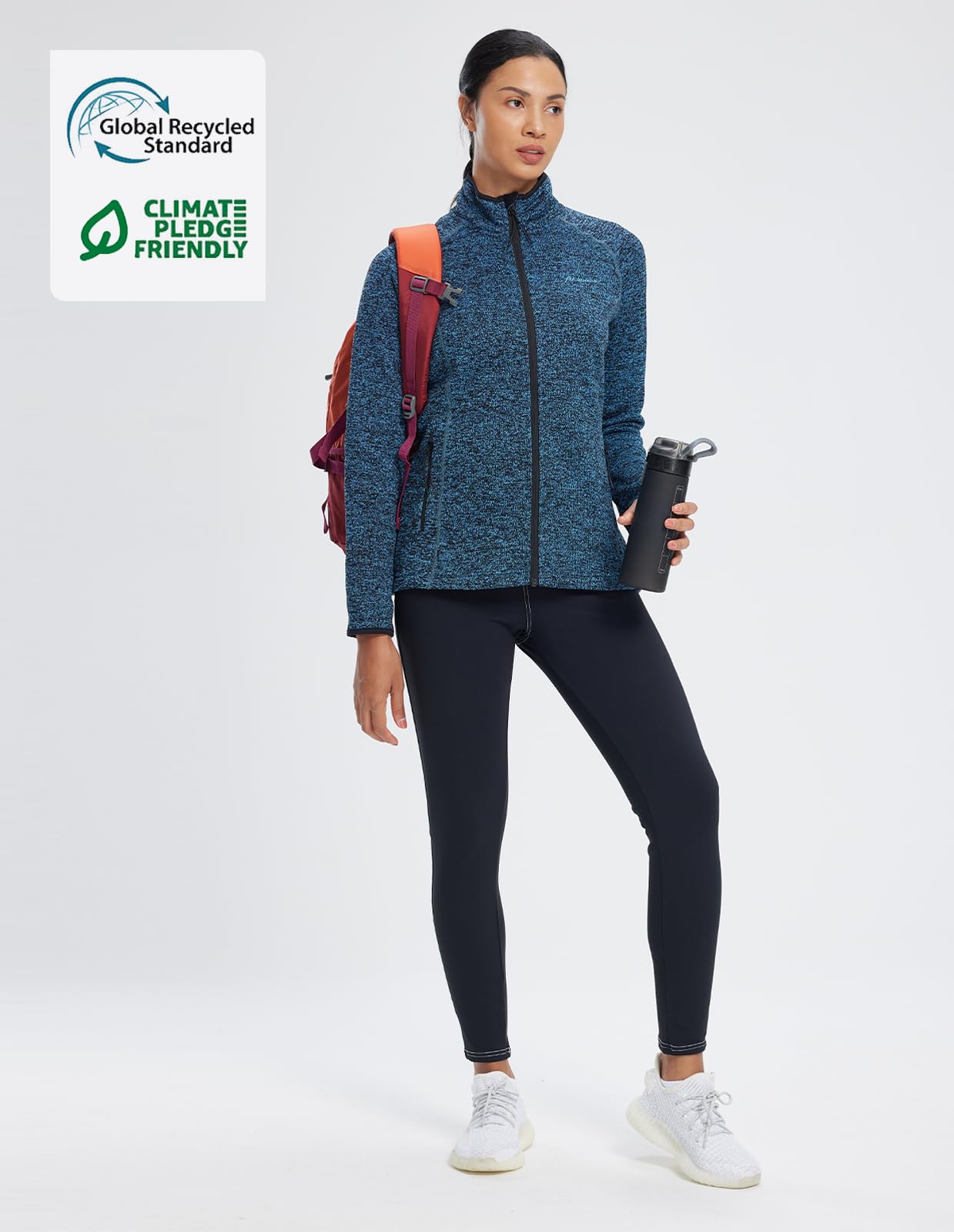 Fit Space Women's Lightweight Full Zip Sweater Scrub Jacket - Soft Knit Athletic Pullover for Nurses, Doctors & Healthcare Professionals - Perfect for Work, Casual Wear & Layering