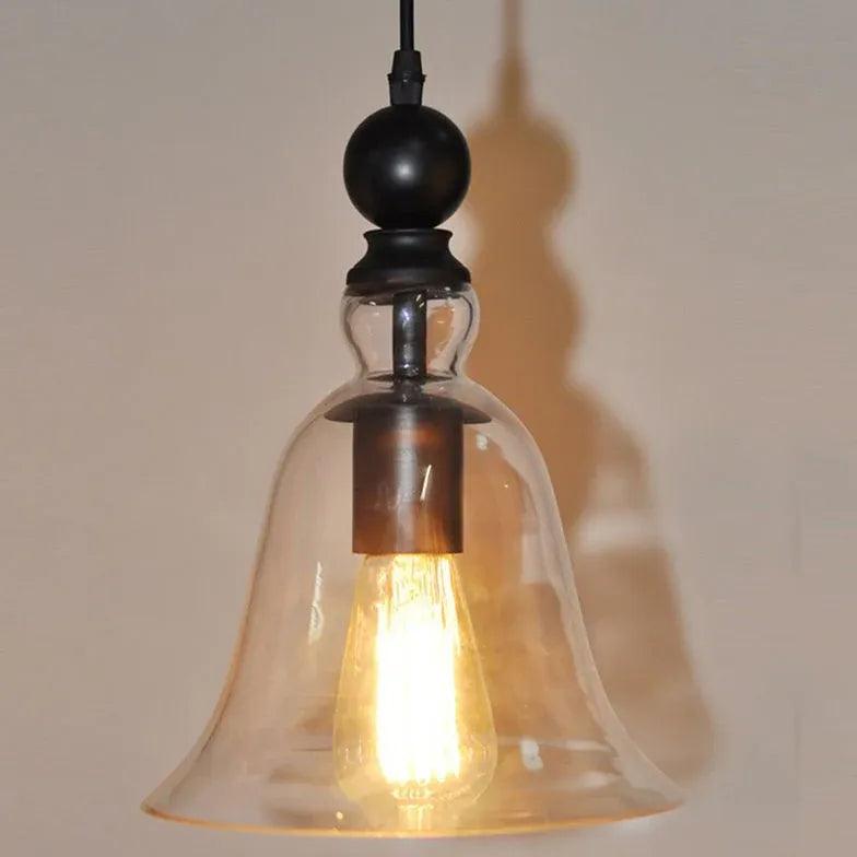 Vintage Glass Pendant Light - Clear Transparent Hanging Fixture for Kitchen Island, Dining Room, or Bedroom Lighting