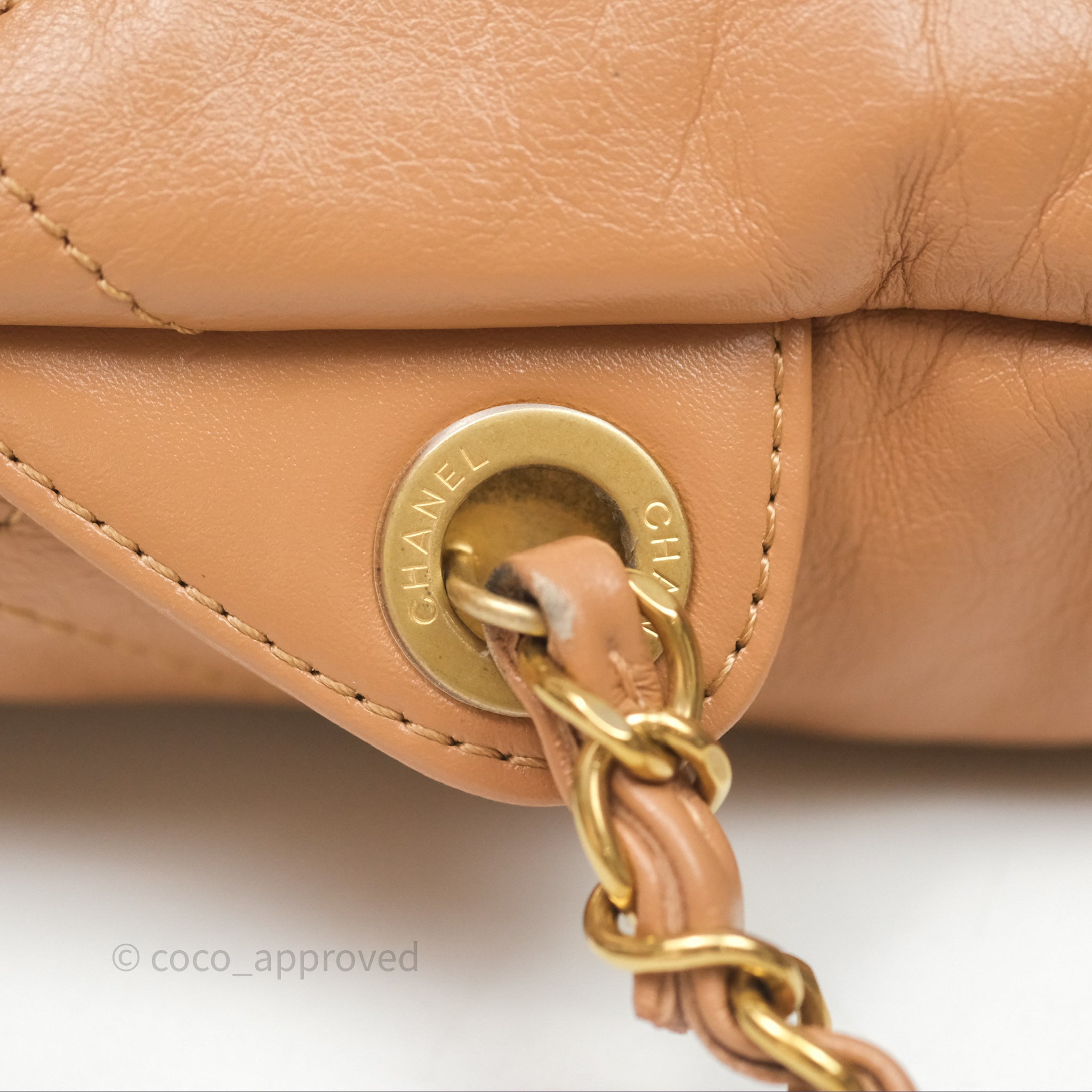 Chanel 22 Small Backpack in Camel Shiny Calfskin with Gold Hardware - Luxury Designer Handbag for Women, Perfect for Everyday Use & Travel Accessories
