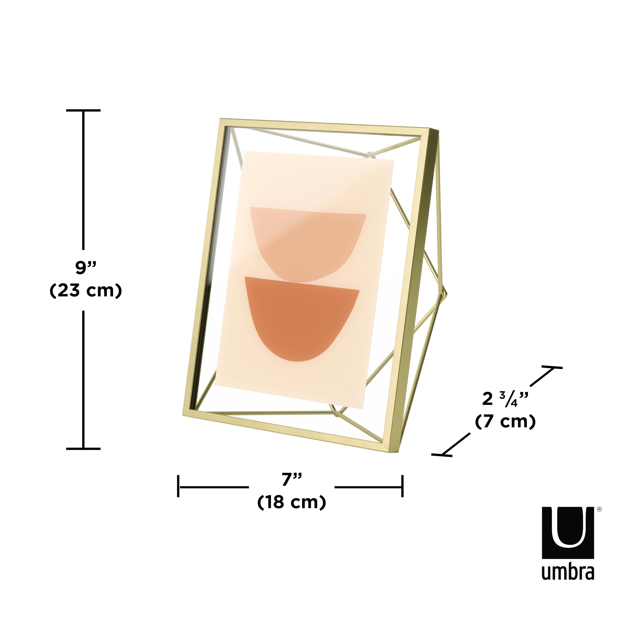 Umbra Prisma 5x7 Picture Frame - Elegant Brass Metal Photo Display for Desk or Wall - Perfect for Home Office Decor, Wedding Photos & Gift Giving
