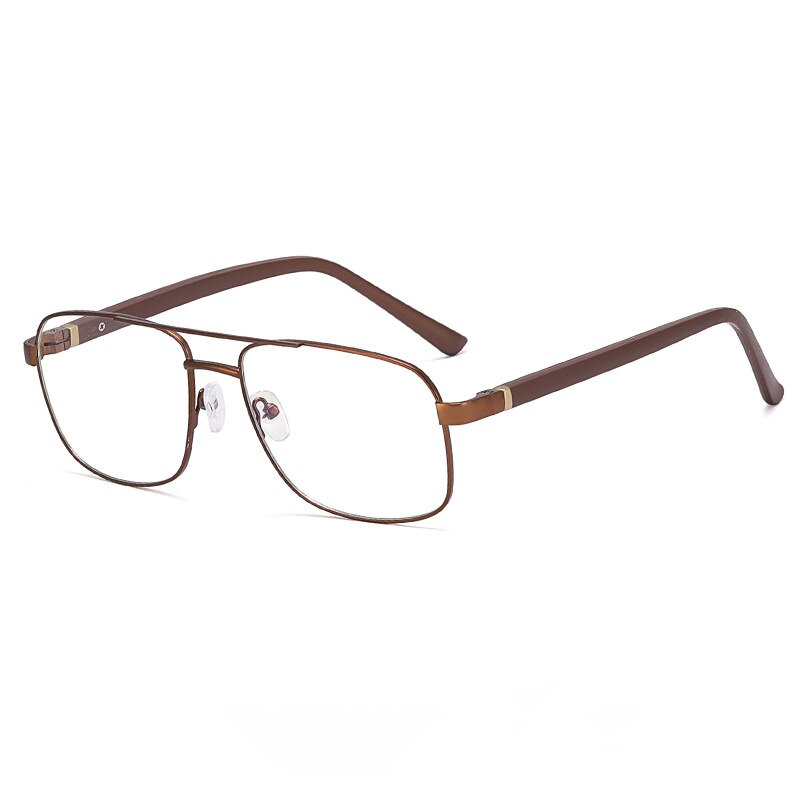 CCspace Men's Full Rim Square Double Bridge Alloy Eyeglasses 56626 - Stylish & Durable Metal Frame Glasses for Work, Reading & Everyday Wear