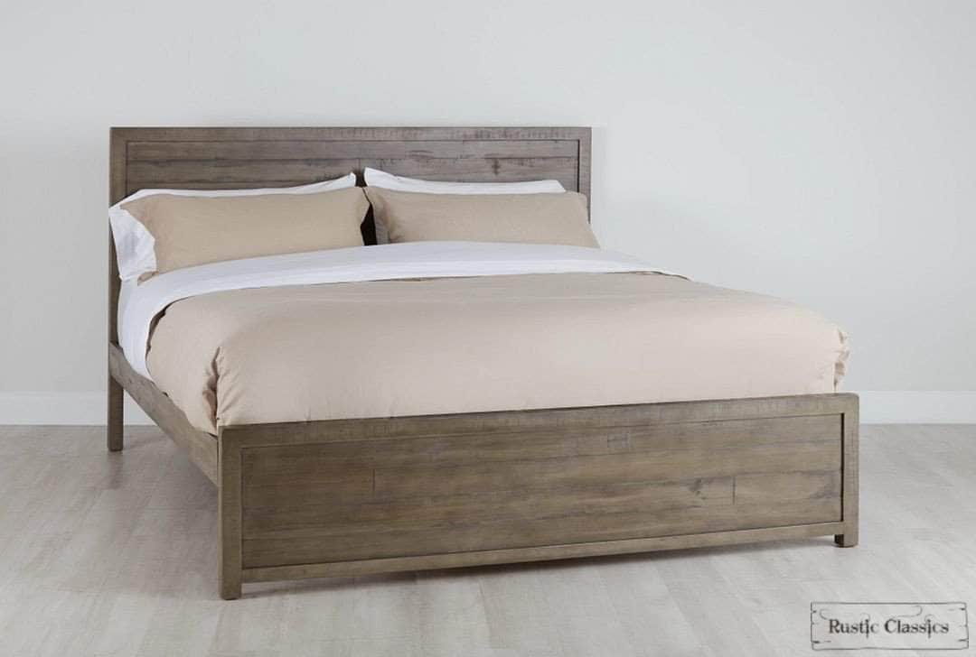 Whistler Reclaimed Wood Platform Bed Frame - Grey - Queen & King Size - Eco-Friendly Solid Wood Bed Frame for Modern & Rustic Bedroom Decor
