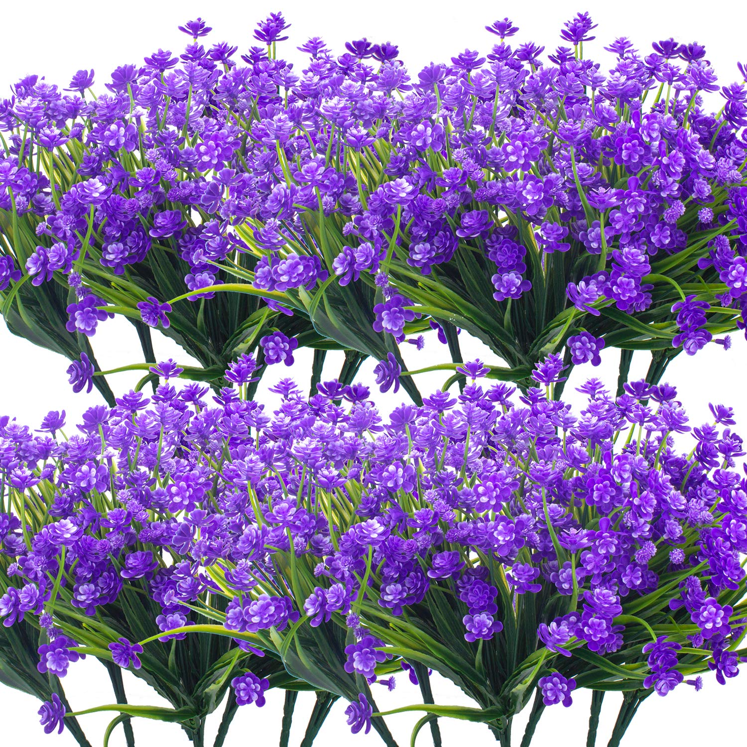 20 Pack UV Resistant Artificial Flowers - Outdoor Fake Plants for Garden, Porch & Window Box Decor - Blue Faux Plastic Flowers for Home & Wedding Decoration