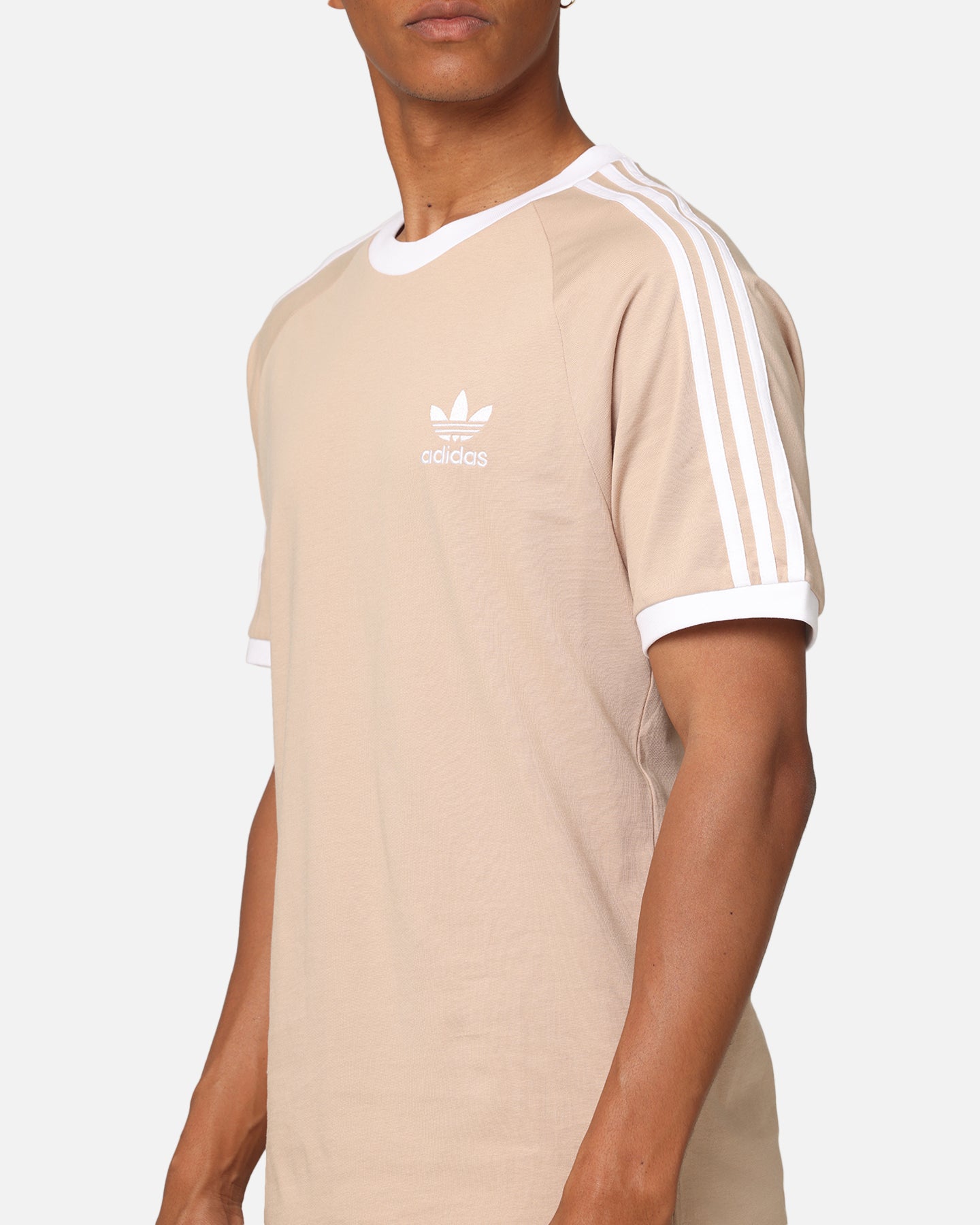 Adidas Classics 3 Stripes T-Shirt for Men - Magic Beige Cotton Casual Tee | Streetwear, Gym & Everyday Wear