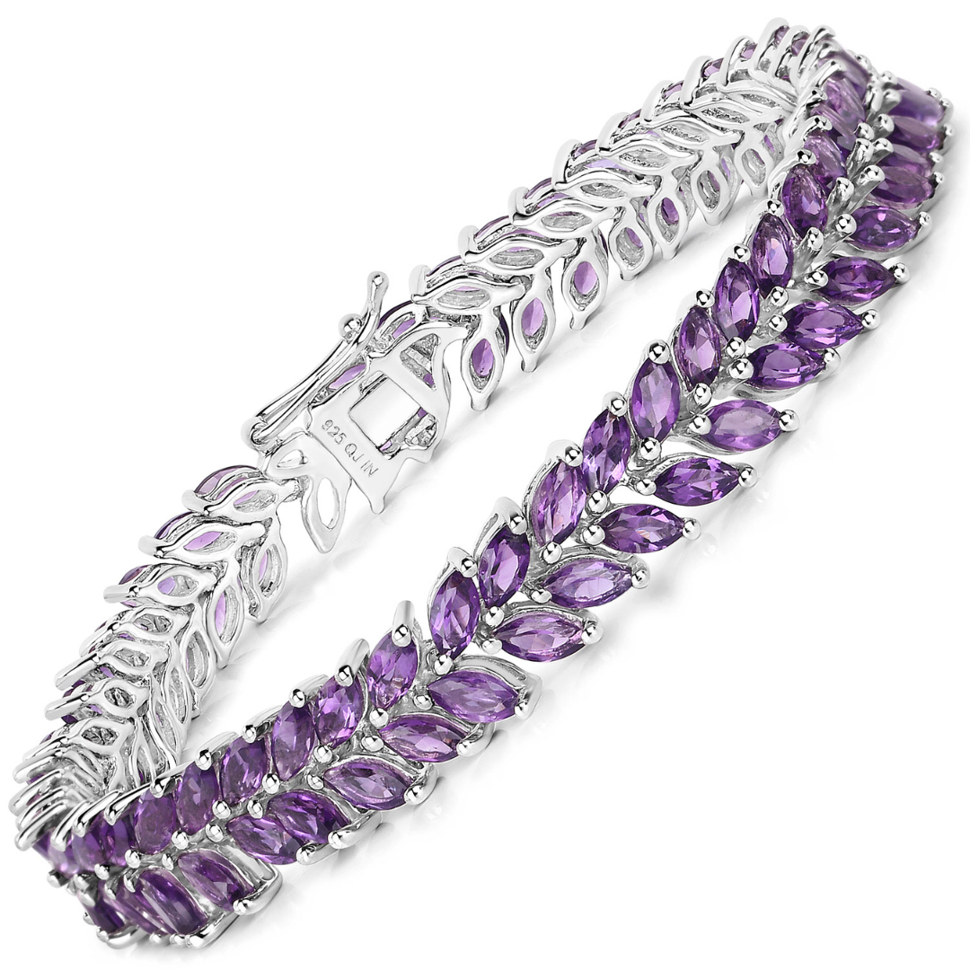 Natural Amethyst Silver Leaf Bracelet for Women - Healing Crystal Jewelry for Meditation, Yoga & Spiritual Gifts | Adjustable Bangle for Positive Energy & Chakra Balance