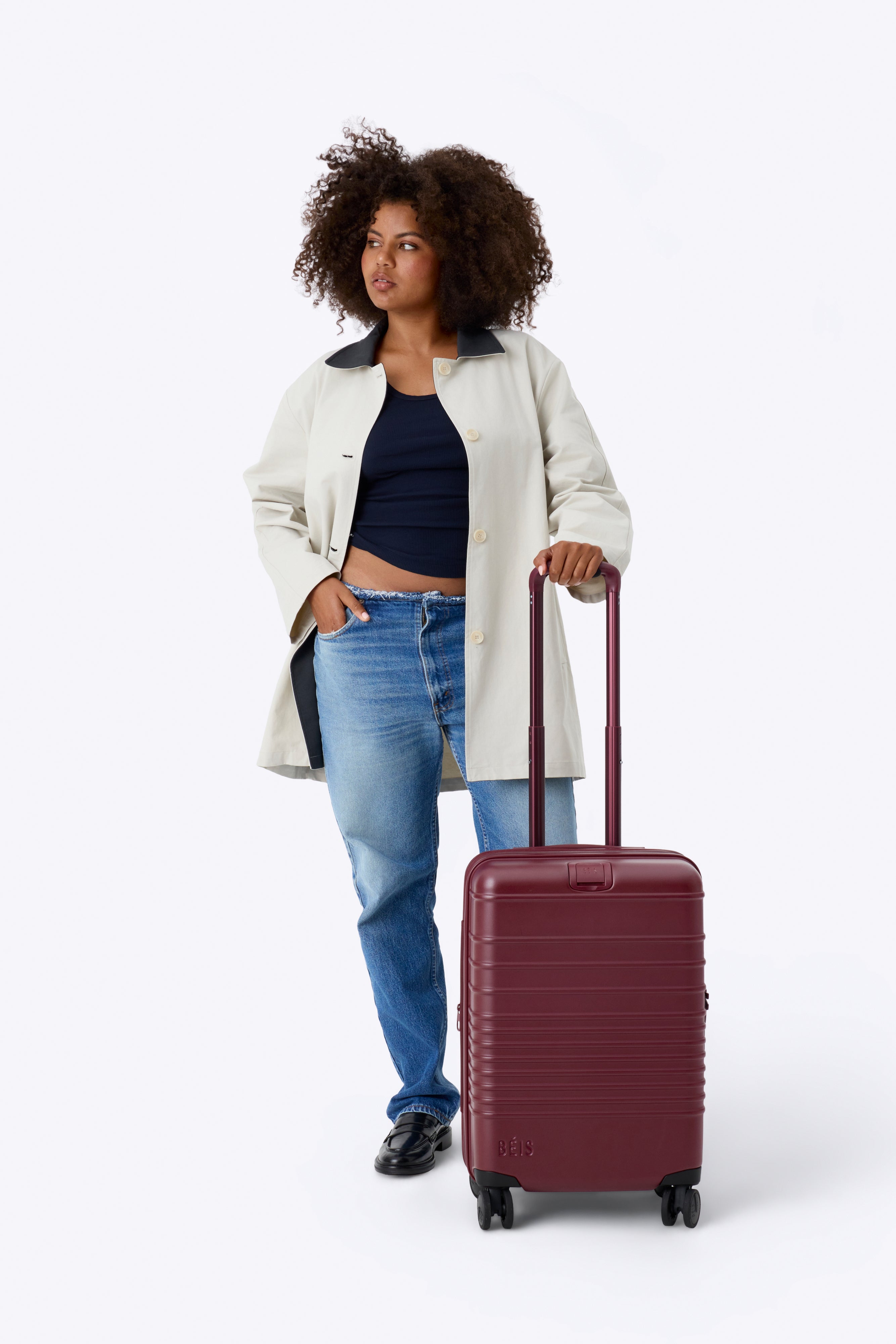Burgundy Small Carry On Roller Luggage - Lightweight Compact Suitcase for Air Travel & Weekend Getaways