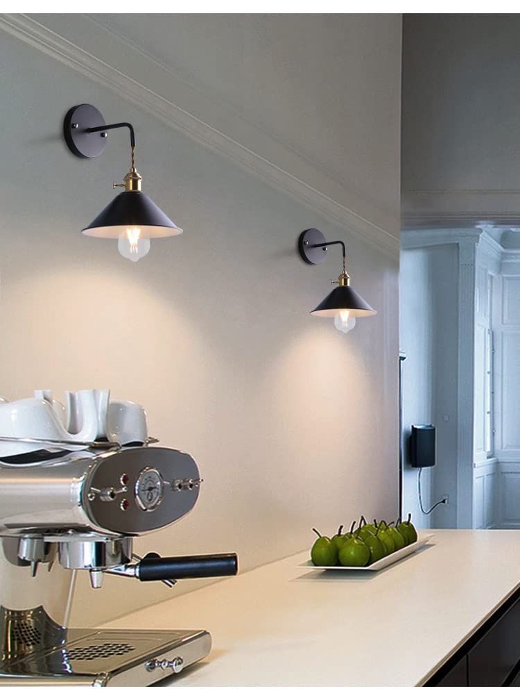LSR Modern Wall Sconces Lighting - Set of 2 Battery Operated LED Lights with Remote Control & Dimmable Function, Black Metal Sconce Fixtures for Bedroom, Living Room, Reading Nook - Perfect for Ambient Lighting, Night Reading, and Home Decor Accent