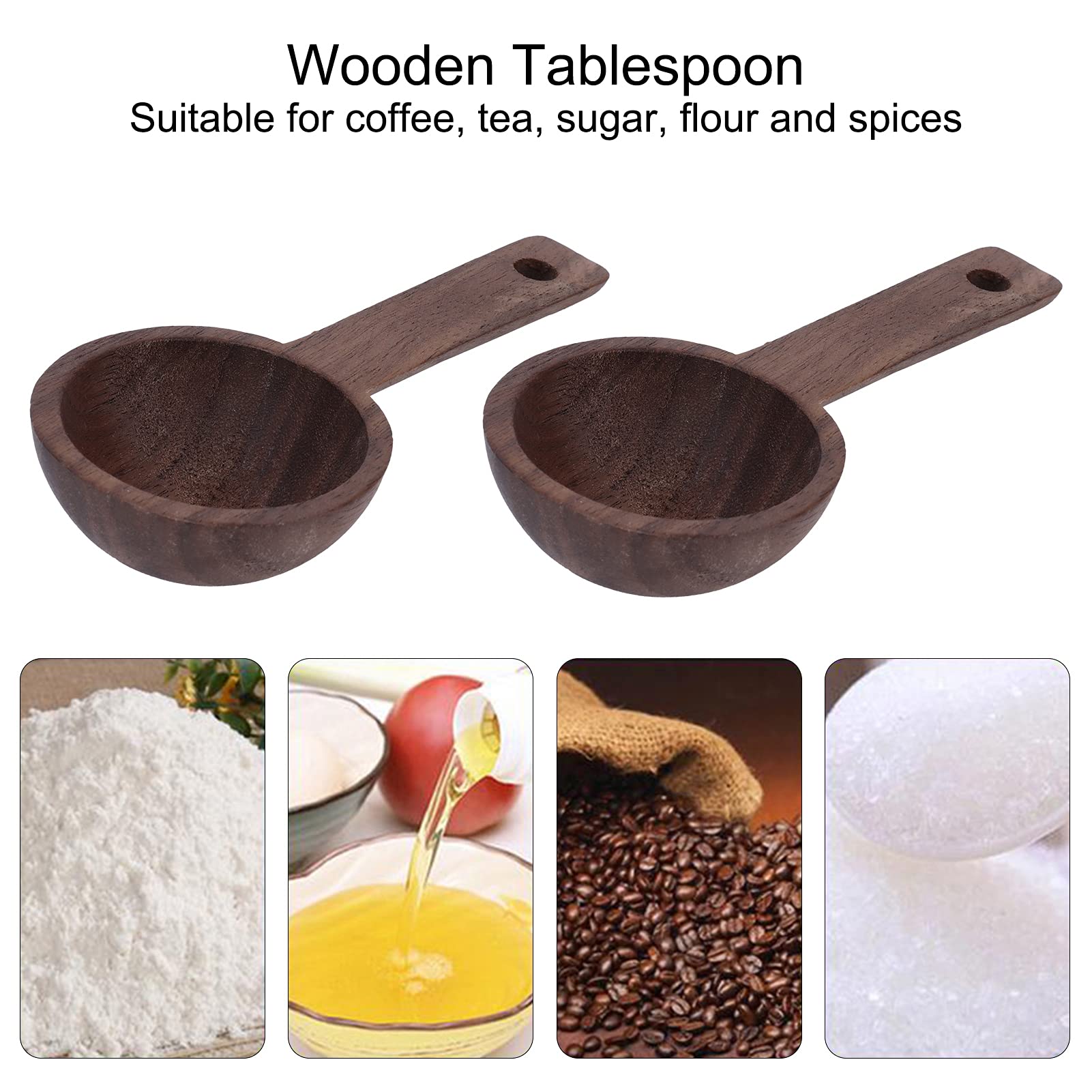 Premium Walnut Wood Coffee Spoon Set (2PCS) - Handcrafted Wooden Measuring Scoop for Coffee, Tea & Spices - Perfect for Baristas, Home Brewing & Gift Giving