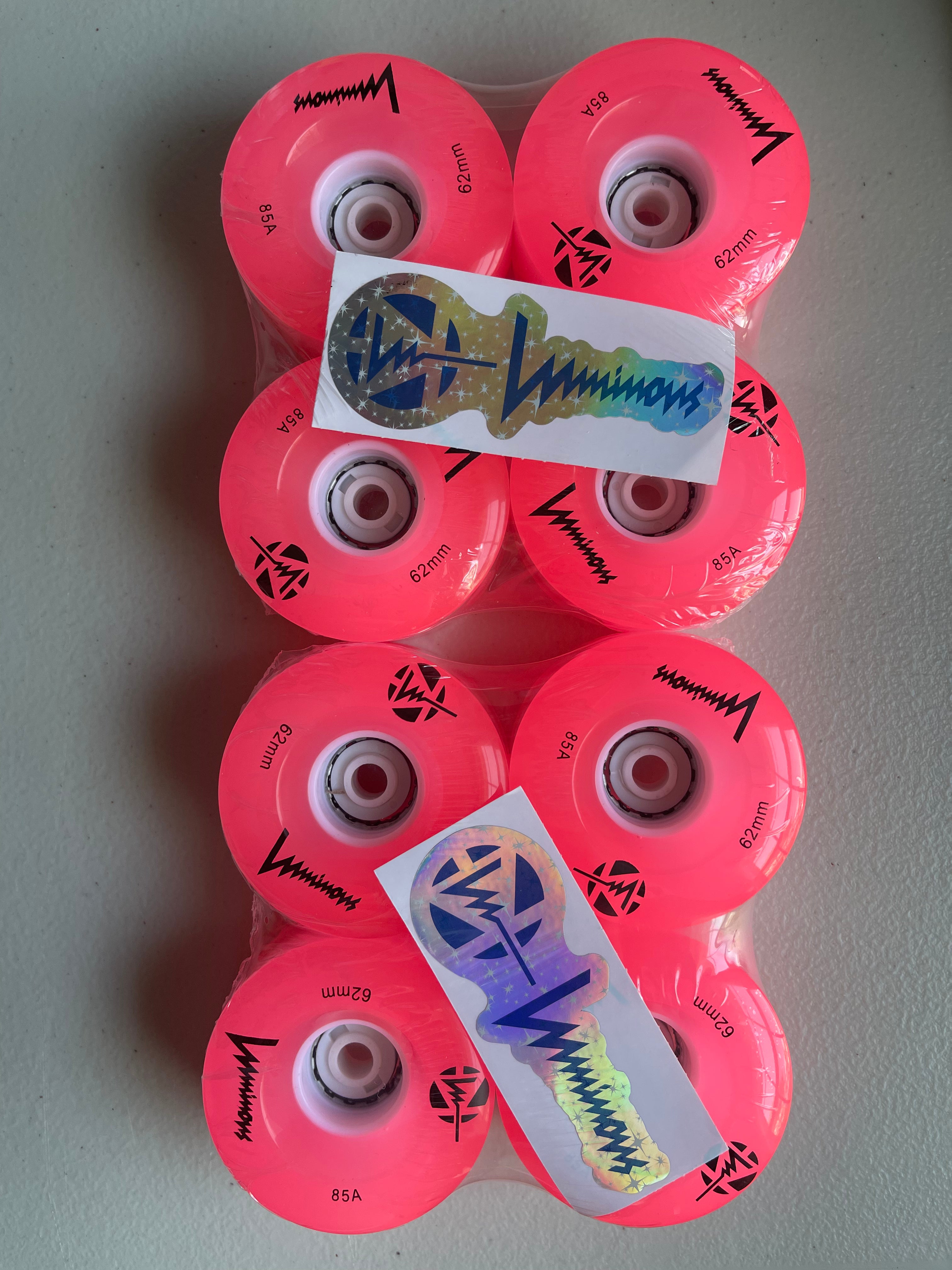 Luminous LED Hybrid Skateboard Wheels 85a - 4 Pack for Indoor & Outdoor Skating, Night Riding, and Longboard Cruising