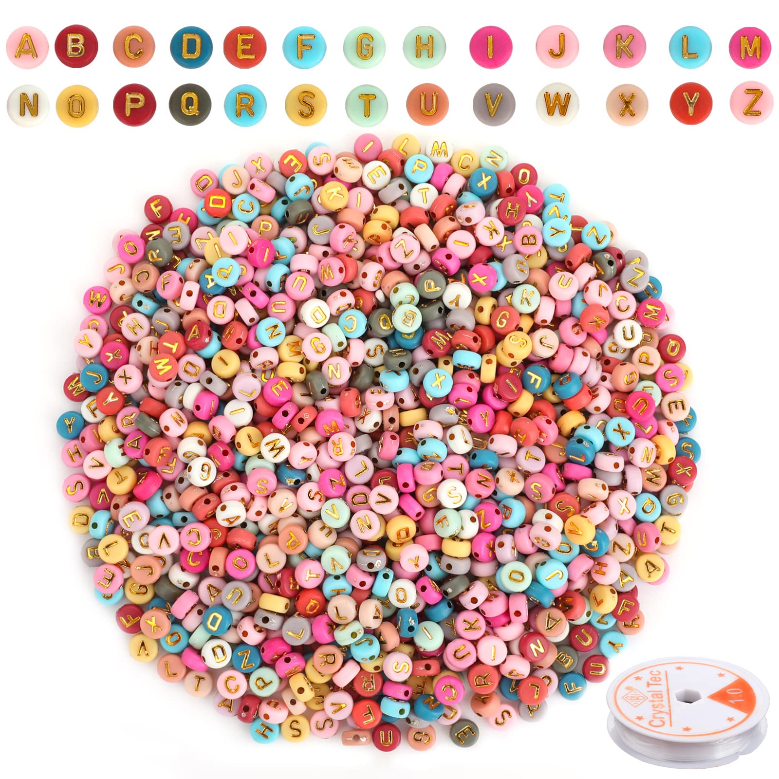 1000 Pcs 7mm Acrylic Alphabet Beads A-Z for Jewelry Making - Multi-Color Letter Beads Bulk for DIY Bracelets, Necklaces & Keychains - Perfect for Crafts, Gifts & Personalized Jewelry Designs