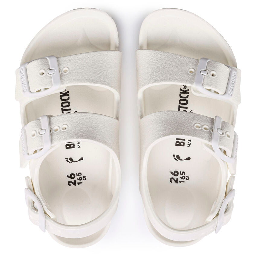 Birkenstock Kids Milano Essentials EVA Sandals - White | Comfortable & Durable Waterproof Shoes for Beach, Pool & Summer Outdoor Activities