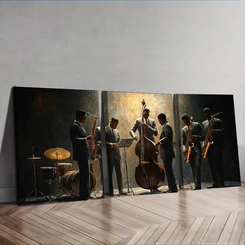 3-Piece Vintage Jazz Musicians Wall Art Set - Framed Canvas Prints 50x70cm - High Quality Australian Made Wall Decor - Perfect for Living Room, Bedroom & Office Decor