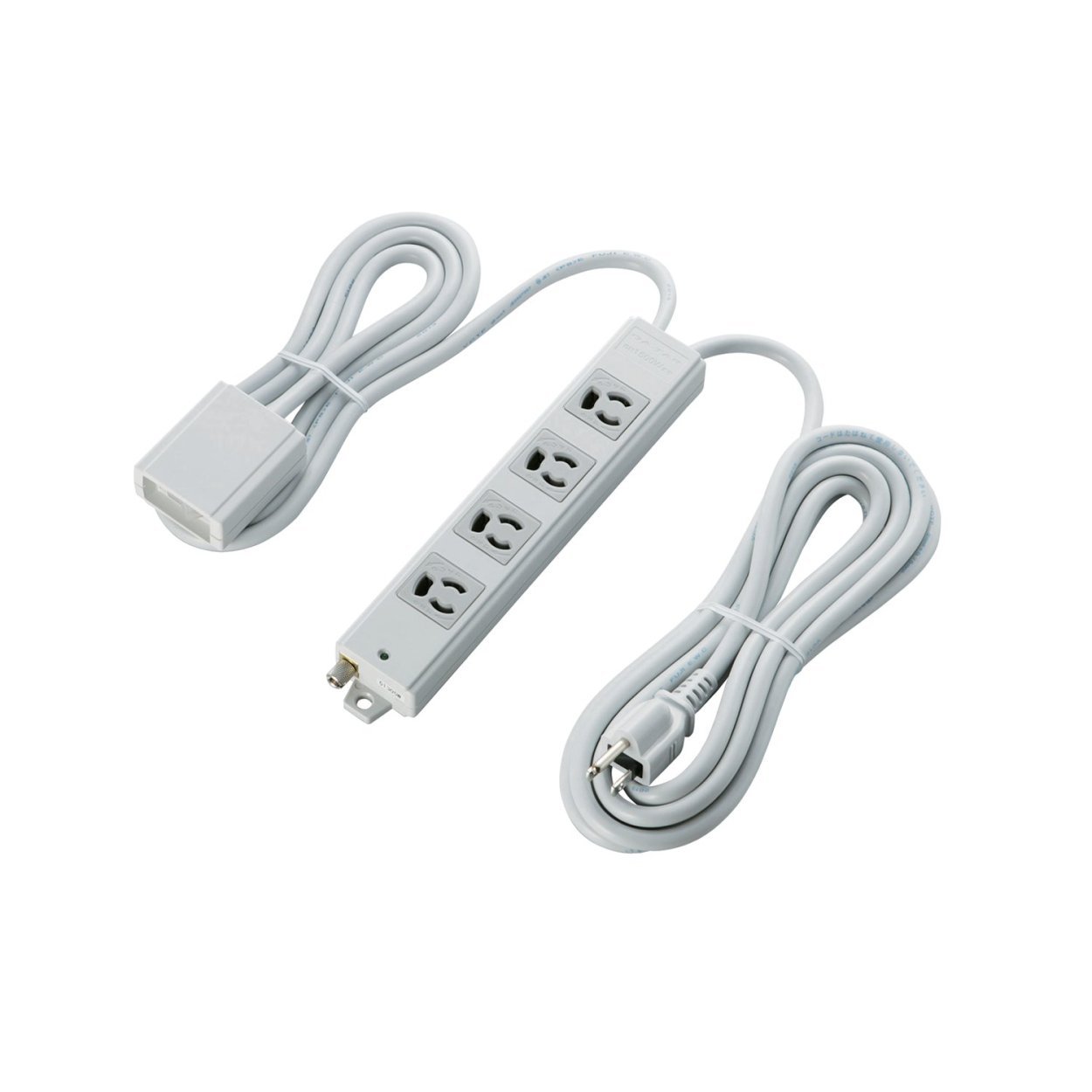 ELECOM 4-Outlet Power Strip with Hand Switch, 3-Pin Plug, Magnetic Base & 3M Cable (Gray) - Ideal for Home, Office & Travel Use - T-WRMT3430LG/RS (Japan Import)