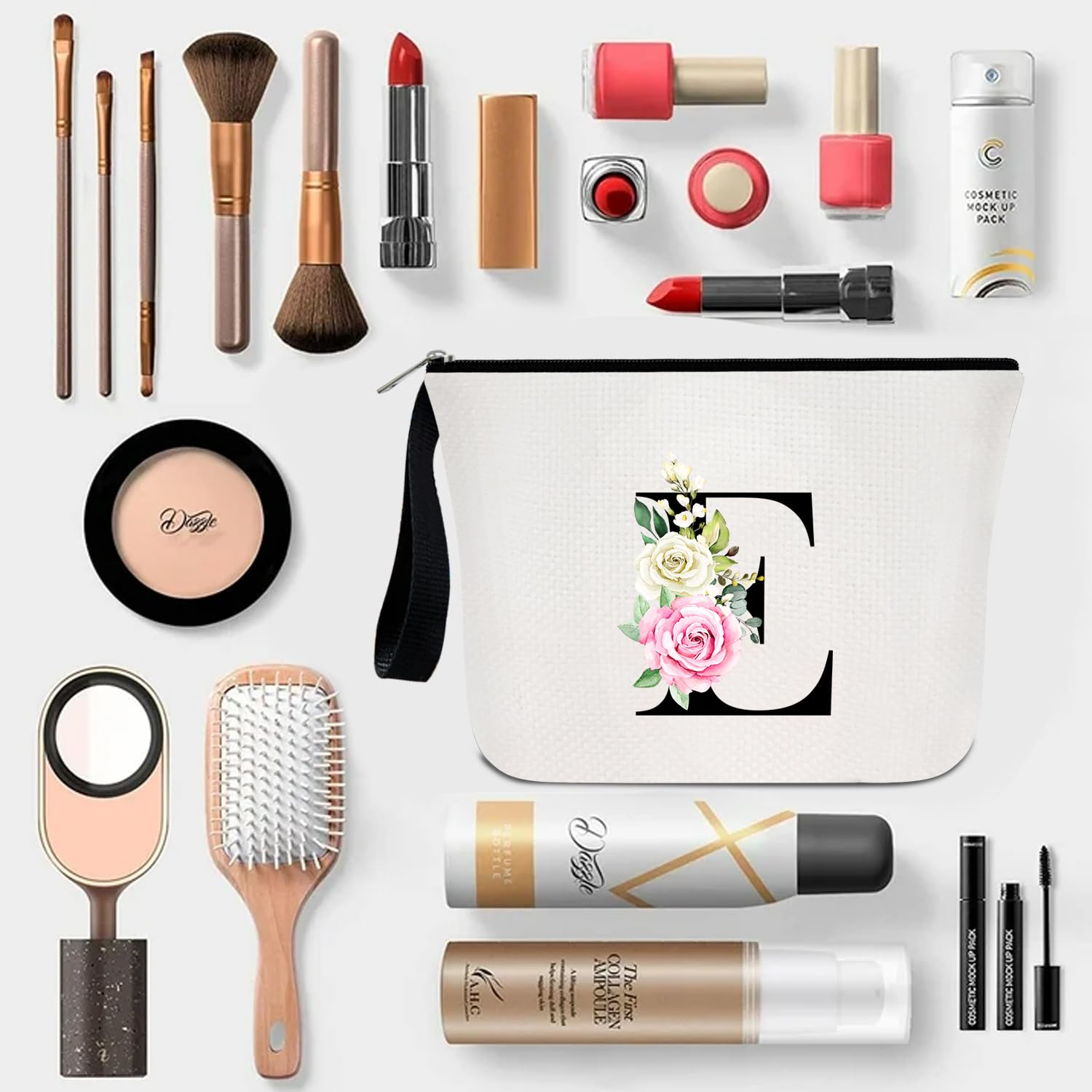 Personalized Monogram Makeup Bag for Women - Custom Initial Cosmetic & Toiletry Pouch - Perfect Gift for Mom, Birthday & Mother's Day - Ideal for Travel, Gym & Daily Beauty Essentials