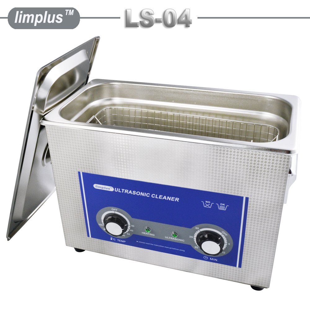 Limplus LS-04 4L 180W Professional Ultrasonic Cleaner with Basket & Lid - 40kHz Heated Timer for Dental Tools, Jewelry, Fuel Injectors, Surgical Instruments - Perfect for Dentists, Labs & Automotive Repair Shops