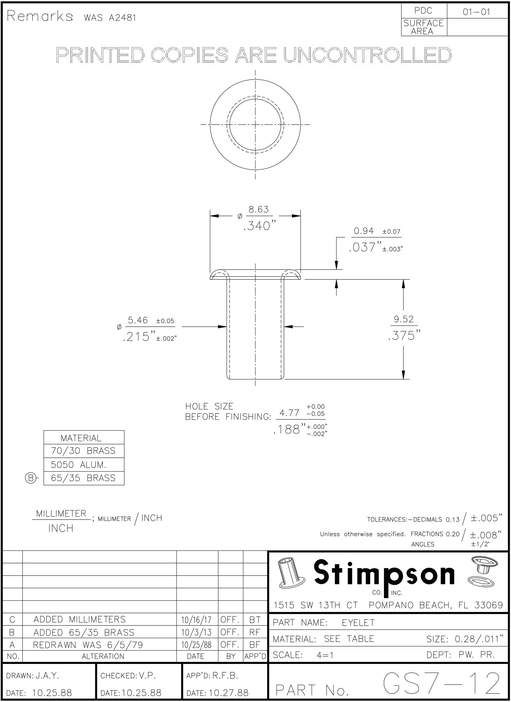 Stimpson GS712B1000 Brass Eyelets - 1,000 Pieces Heavy Duty Grommets for Leather, Canvas & Fabric (Size 7-12) | Perfect for DIY Crafts, Upholstery & Marine Applications