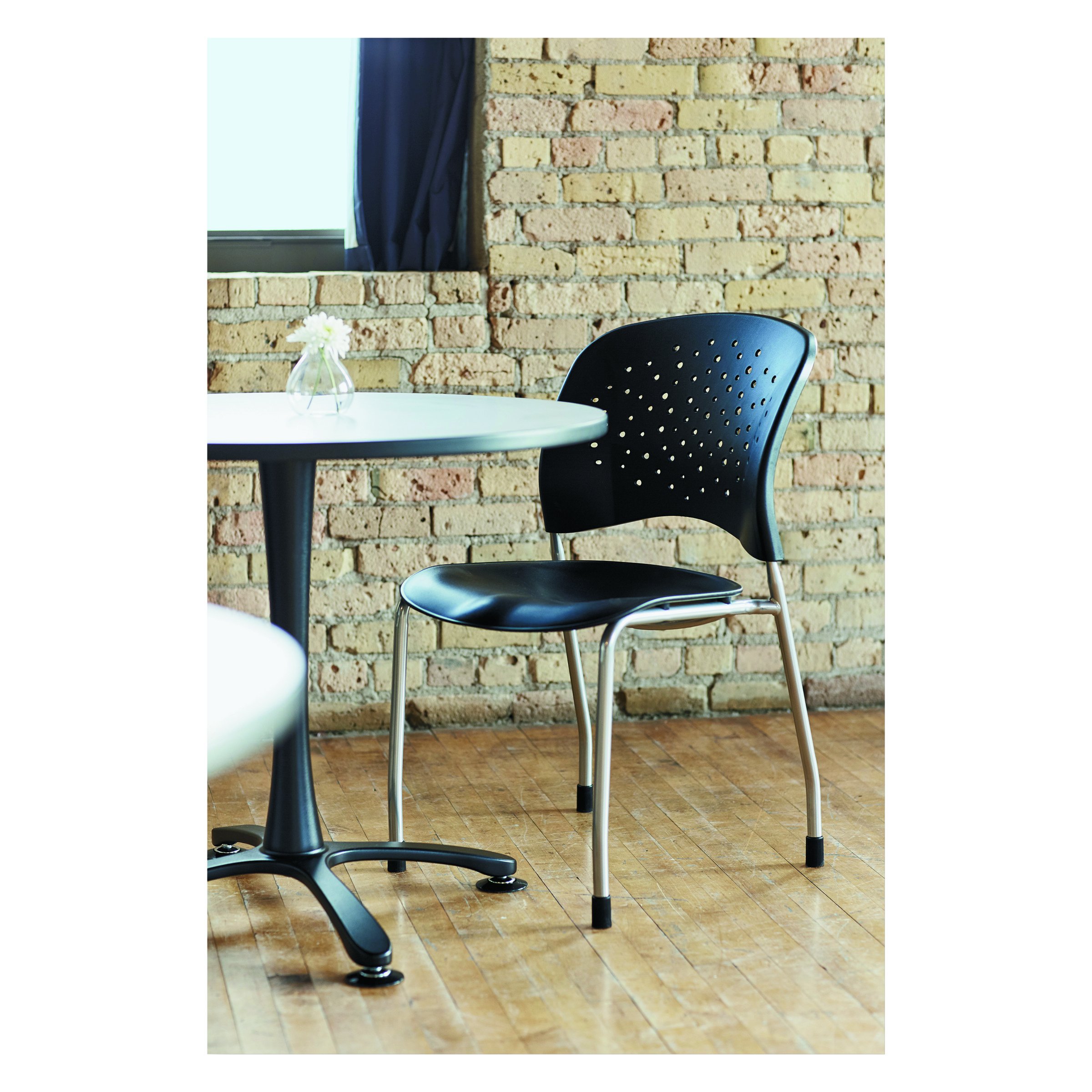 Safco Products 6805BL Reve Guest Chair with Round Back and Straight Legs - Set of 2 Black Office Chairs for Reception, Conference Room, or Home Office Use