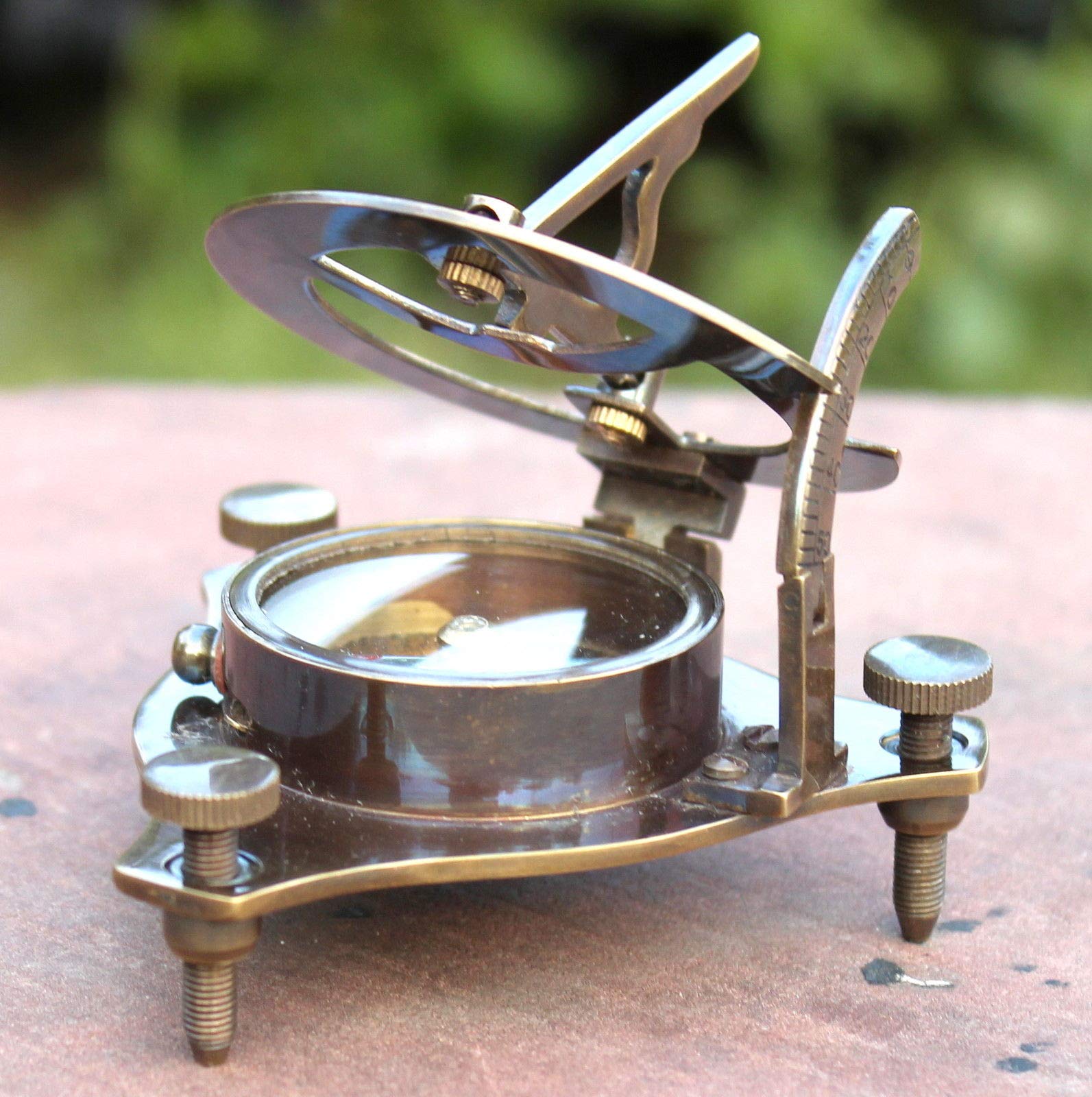 Vintage Antique Brass Sundial Compass - Nautical Maritime Decor for Desk, Office & Home - Perfect for Outdoor Adventures, Travel Gifts & Coastal Themed Decor