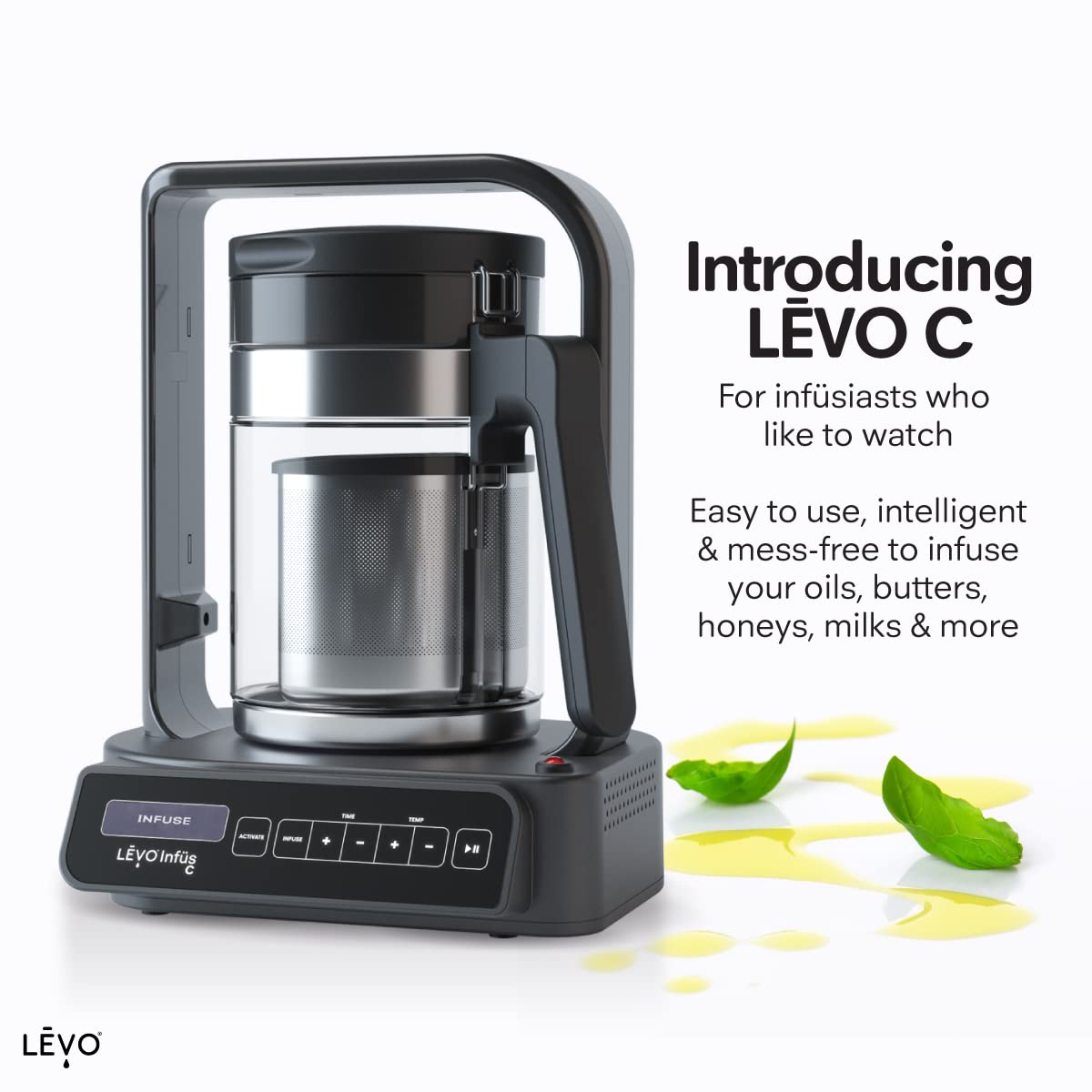 LEVO C - Large Batch Herbal Oil Infusion Machine for Cooking & Baking - Botanical Extractor & Decarboxylator - Make Infused Gummies, Tinctures, Brownies, Edibles - Perfect for Home Chefs & Cannabis Enthusiasts - Black (Licorice)