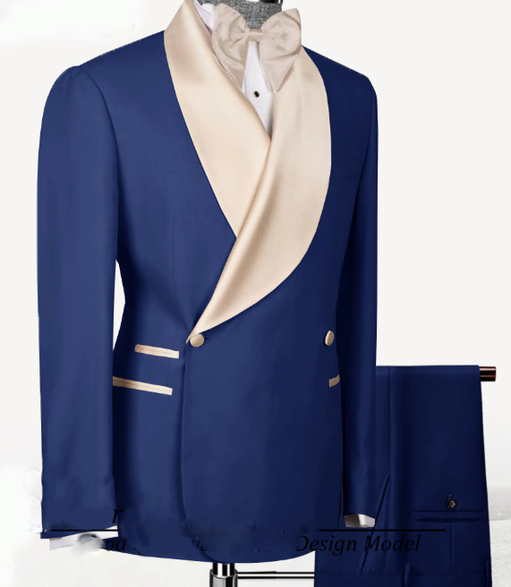 Royal Blue Men's Double Breasted Tuxedo Suit 2-Piece Set (CS1030) - Perfect for Weddings, Prom & Formal Events