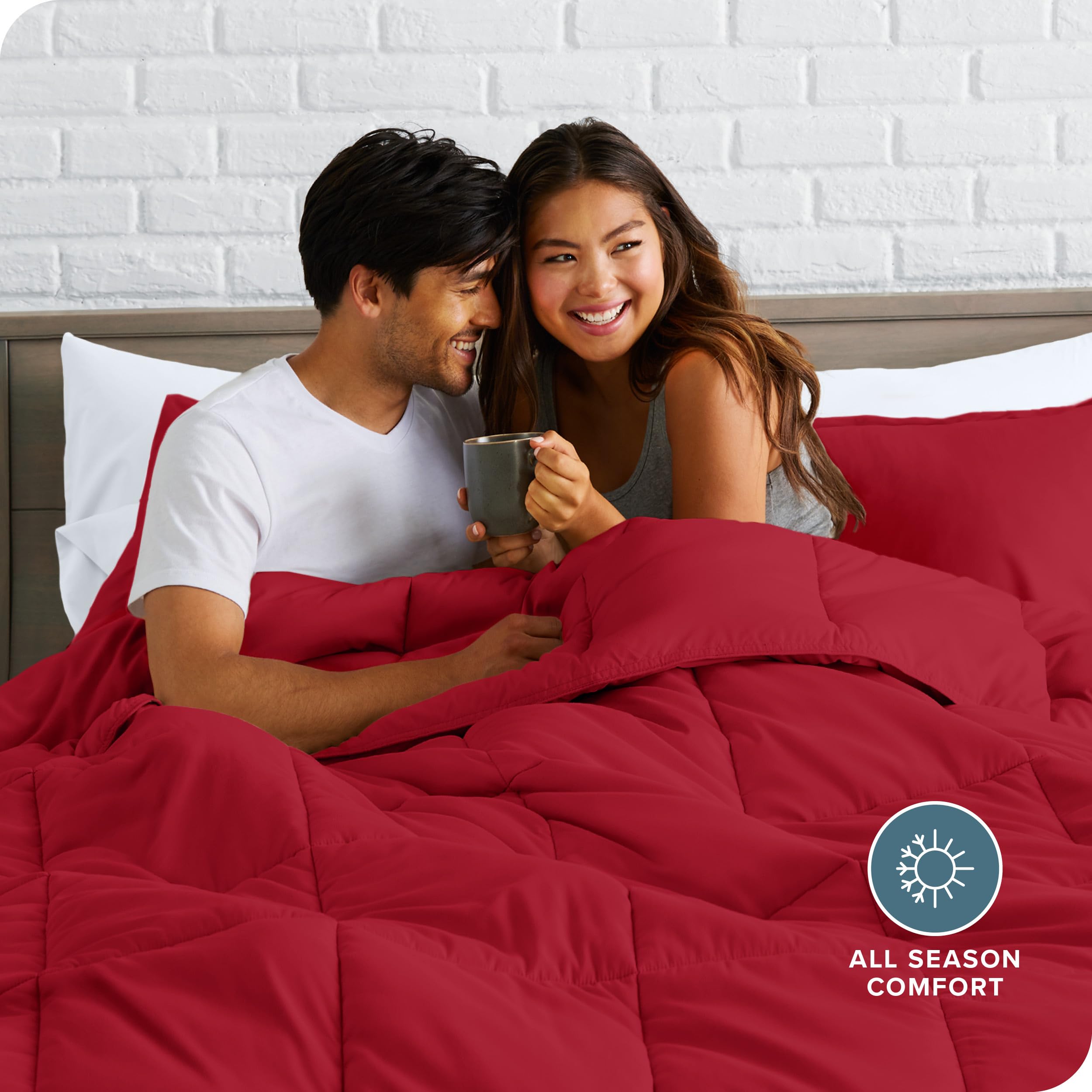 Bare Home Comforter Set - Oversized King Size Ultra-Soft Goose Down Alternative - Premium 1800 Series All-Season Bedding - Breathable & Hypoallergenic (Red) - Perfect for Master Bedrooms, Guest Rooms & Cozy Winter Nights