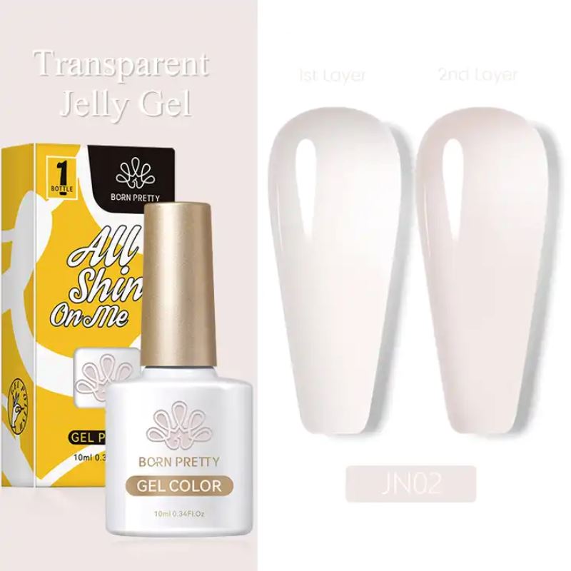 Born Pretty Jelly Nude Gel Polish - Long Lasting Soak Off UV LED Nail Polish for Salon & Home Manicure - Perfect for Weddings, Parties & Everyday Wear