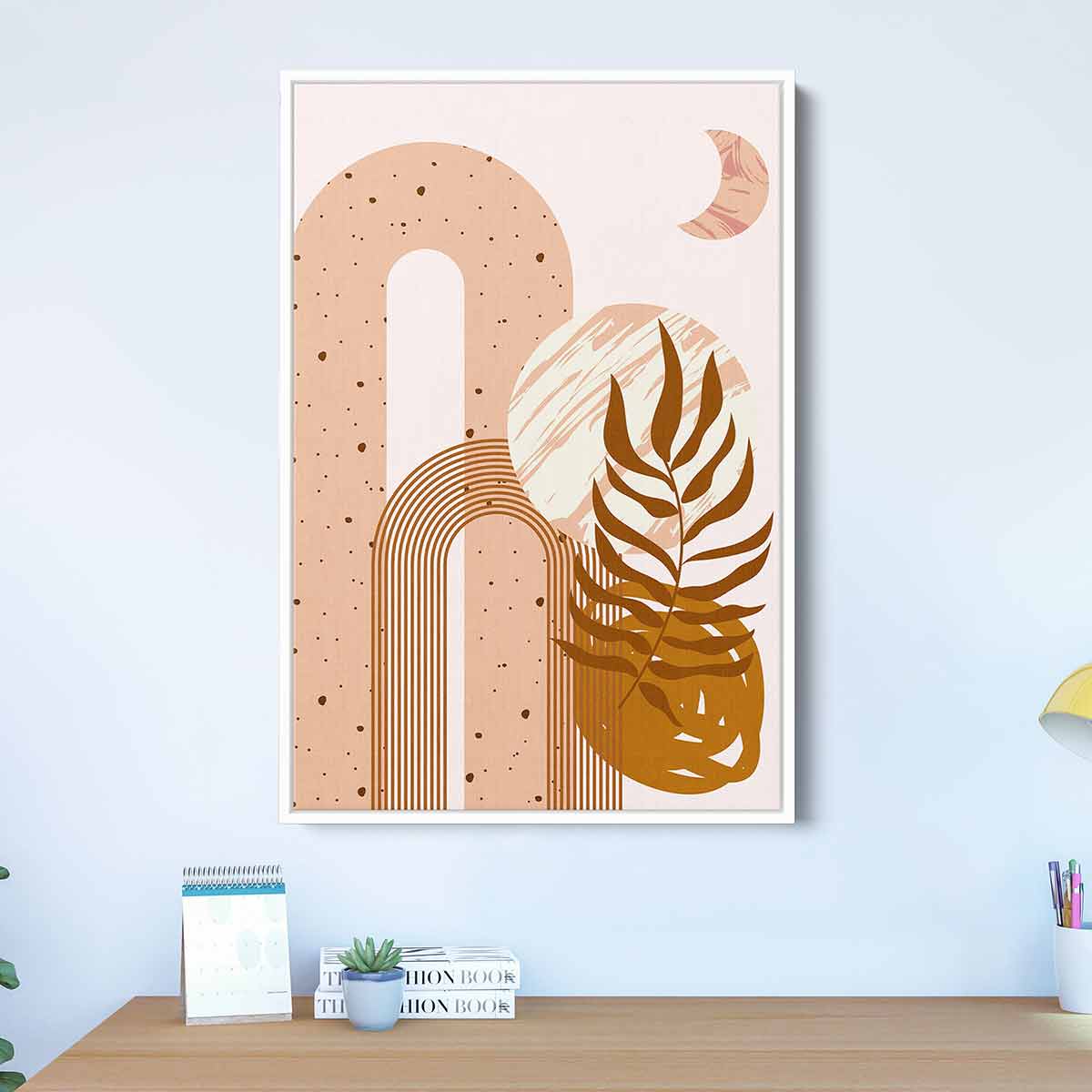 Orange Leaf Wall Art Canvas - 38 Inch Modern Botanical Decor for Living Room, Bedroom & Office | Nature-Inspired Home Decor