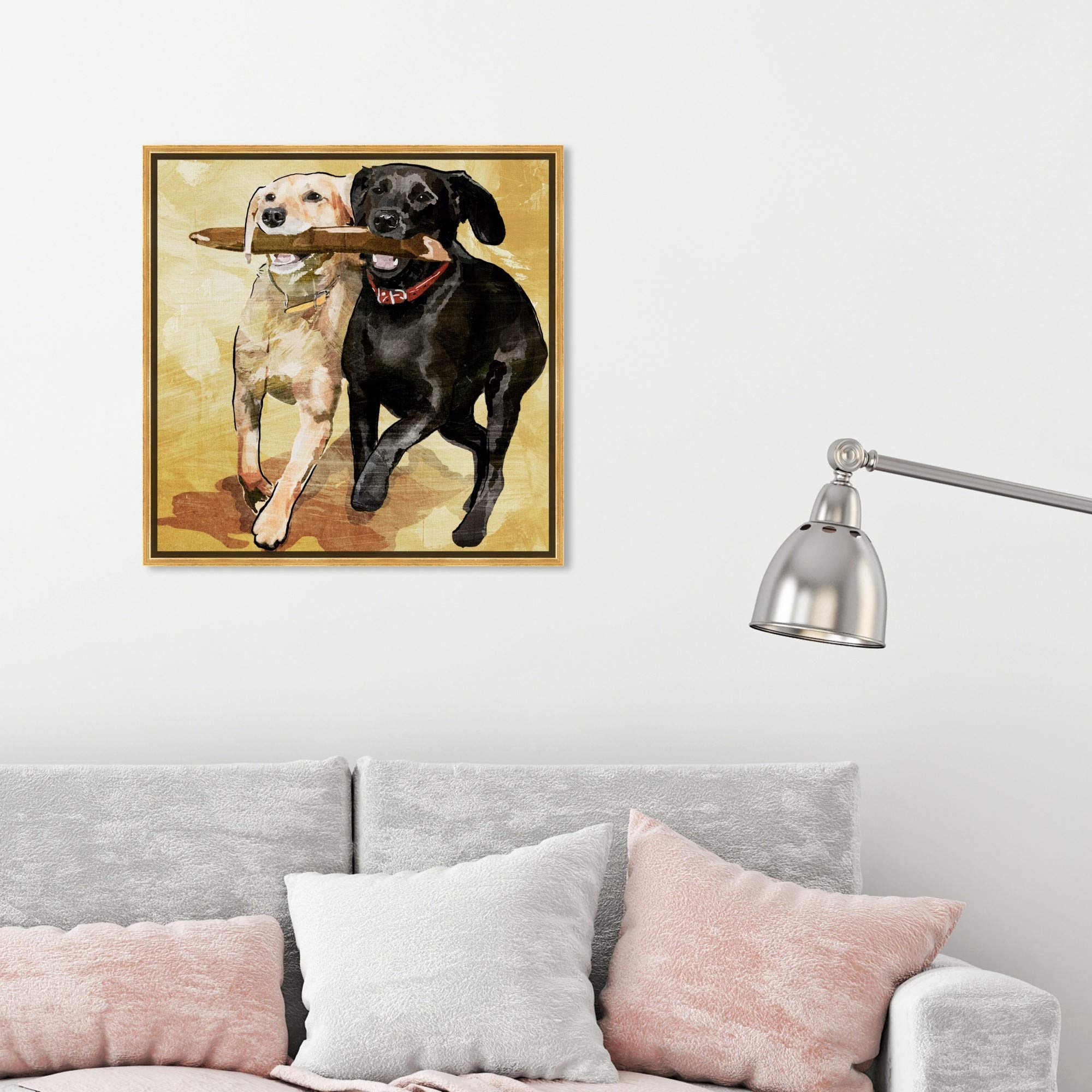Playtime Dogs and Puppies Framed Wall Art Canvas Prints - Perfect for Living Room, Bedroom, and Nursery Decor