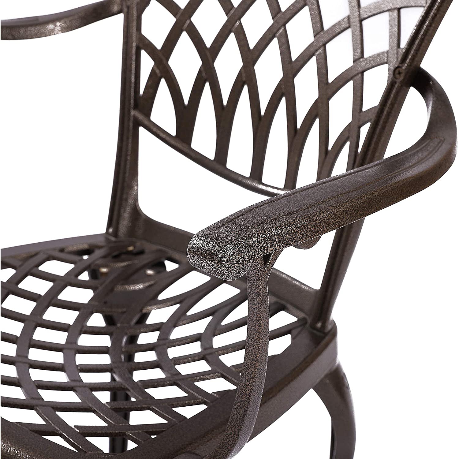 Kinger Home Arden 2-Piece Outdoor Patio Dining Chairs Set - Durable Cast Aluminum All-Weather Resistant Brown Garden Furniture - Perfect for Backyard, Poolside, and Restaurant Outdoor Seating