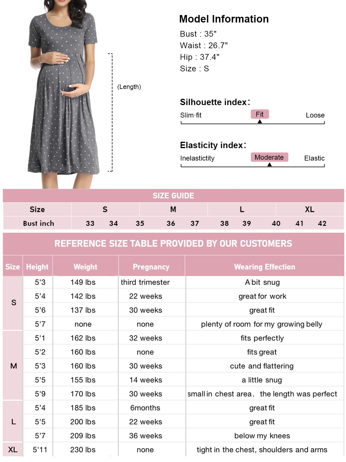 BBHoping Women's Casual Striped Maternity Dress - Short Sleeve Knee-Length Pregnancy Clothes for Baby Shower, Nursing, Summer Outfits & Everyday Wear