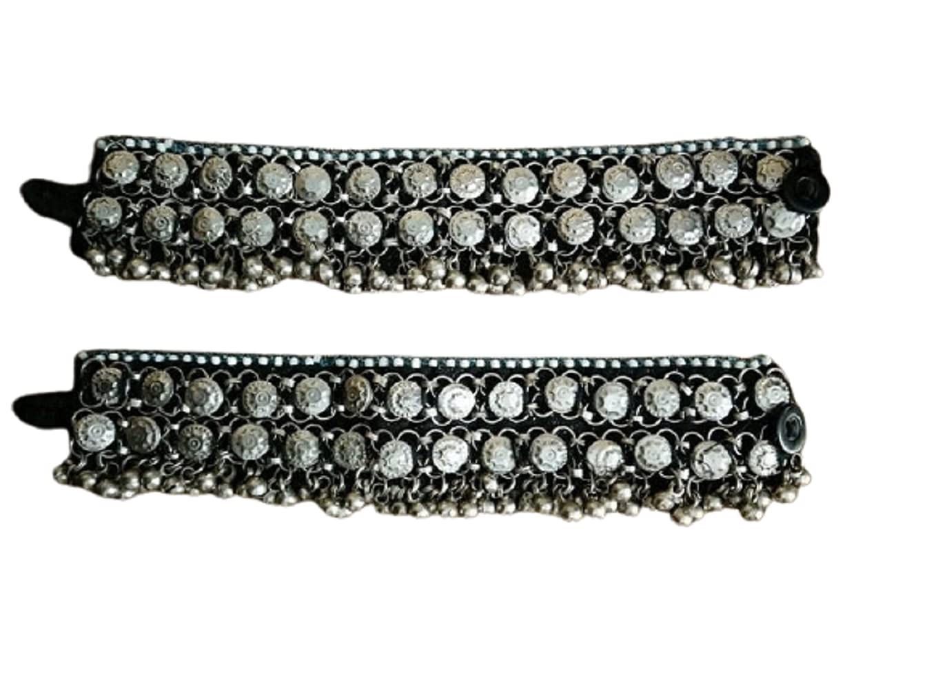 Handmade Tribal Kuchi Anklet Pair with Silver Bells - Boho Ethnic Ankle Bracelet for Women - Perfect for Festivals, Beach Parties & Boho Fashion Accessories