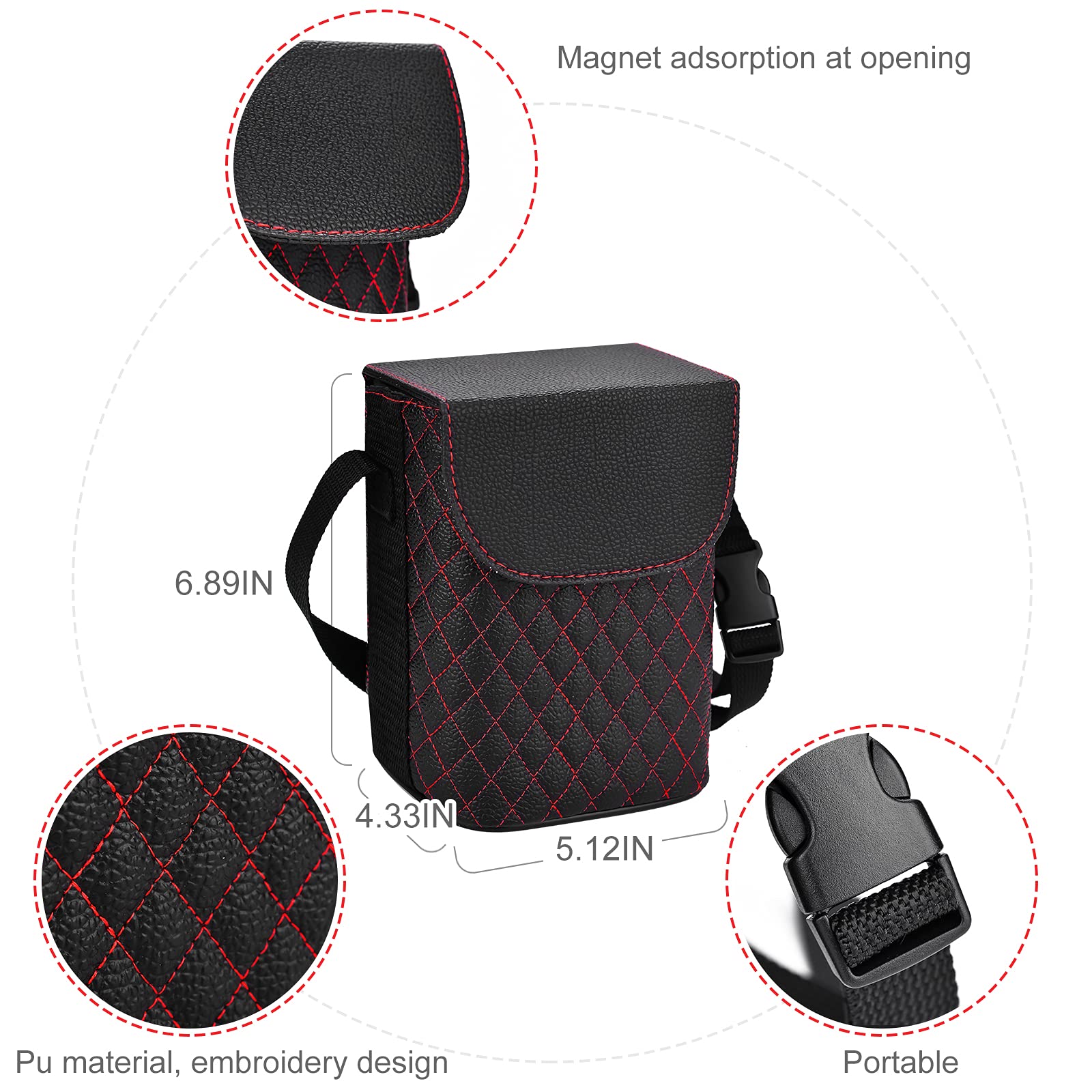 Leak-Proof Car Trash Can with Removable Inner Bin & 5-Pack Cleaning Gel - Dustbin with Lid for 2021-2022 Ford Bronco - Perfect for Road Trips, Commuting, and Keeping Your Vehicle Clean