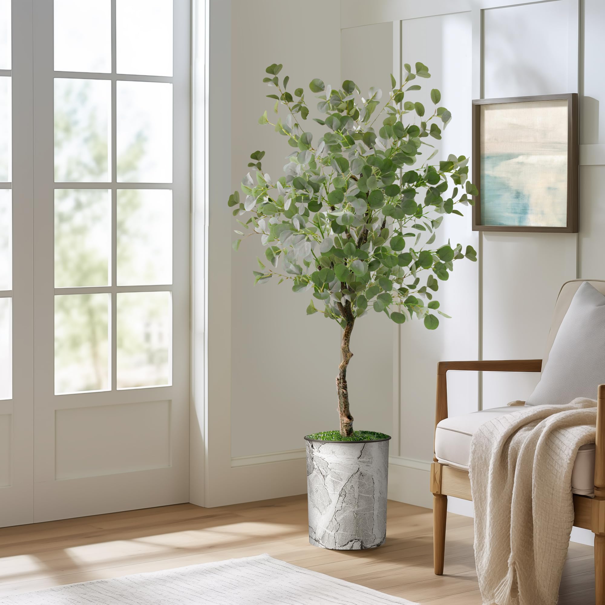 Modern Artificial Eucalyptus Tree in Planter - 57
