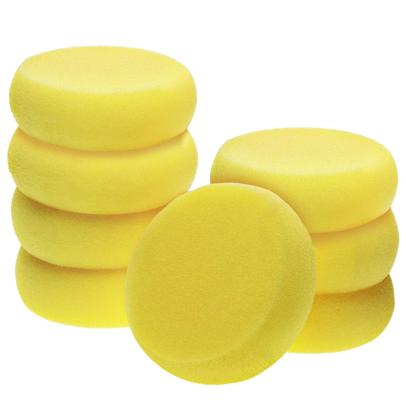 8 Pack 3 Inch Round Painting Sponges - Artist Sponge for Watercolor, Pottery Clay & Face Painting - Soft Yellow Art Sponge for Kids & Adults - Perfect for DIY Crafts, Ceramics & Halloween Makeup