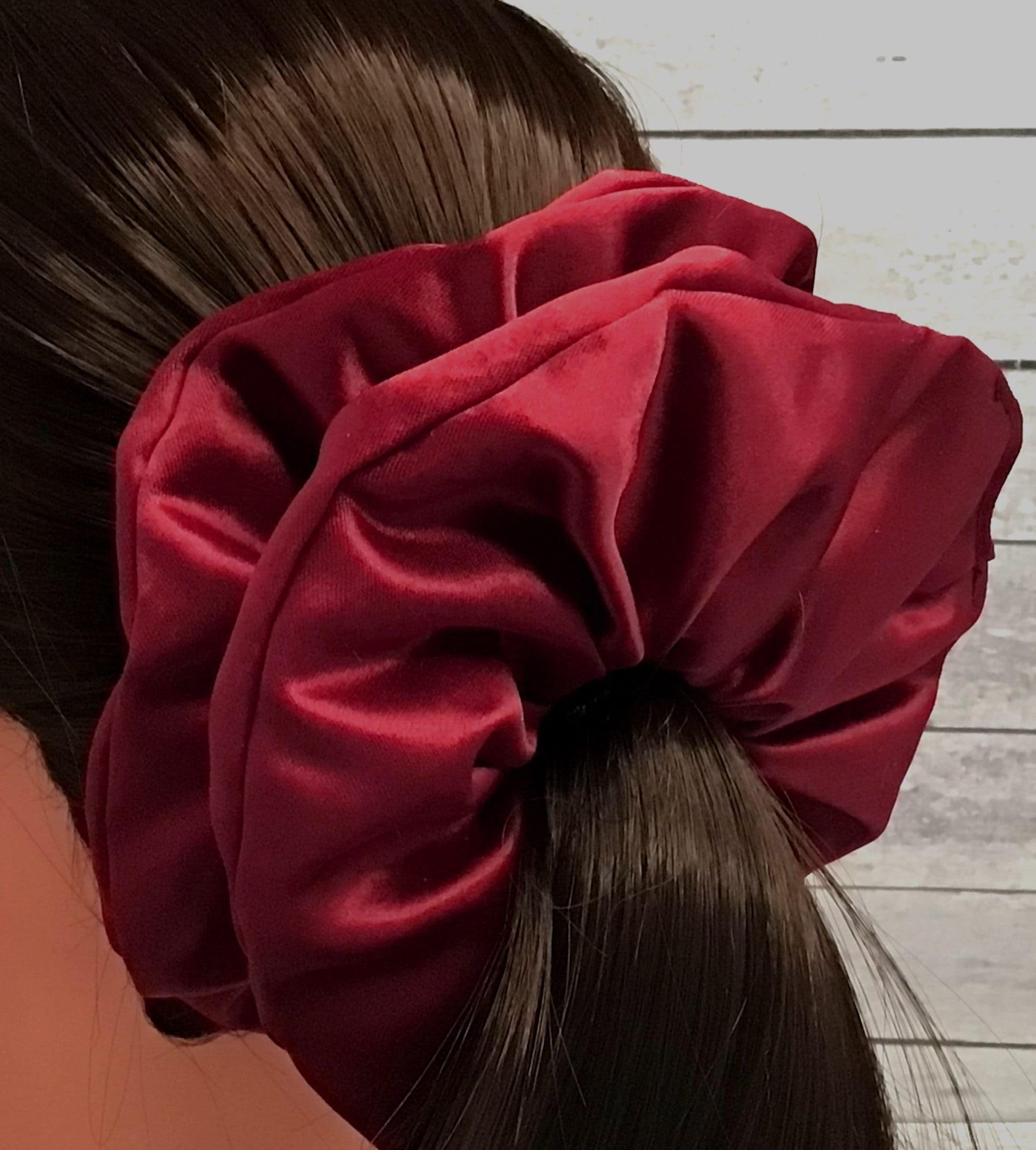 SNEH 6-Pack Premium Satin Silk Scrunchies for Women & Girls - Soft Hair Ties, Ponytail Holders & Volumizing Hair Accessories (Maroon) - Perfect for School, Work, Gym & Everyday Styling