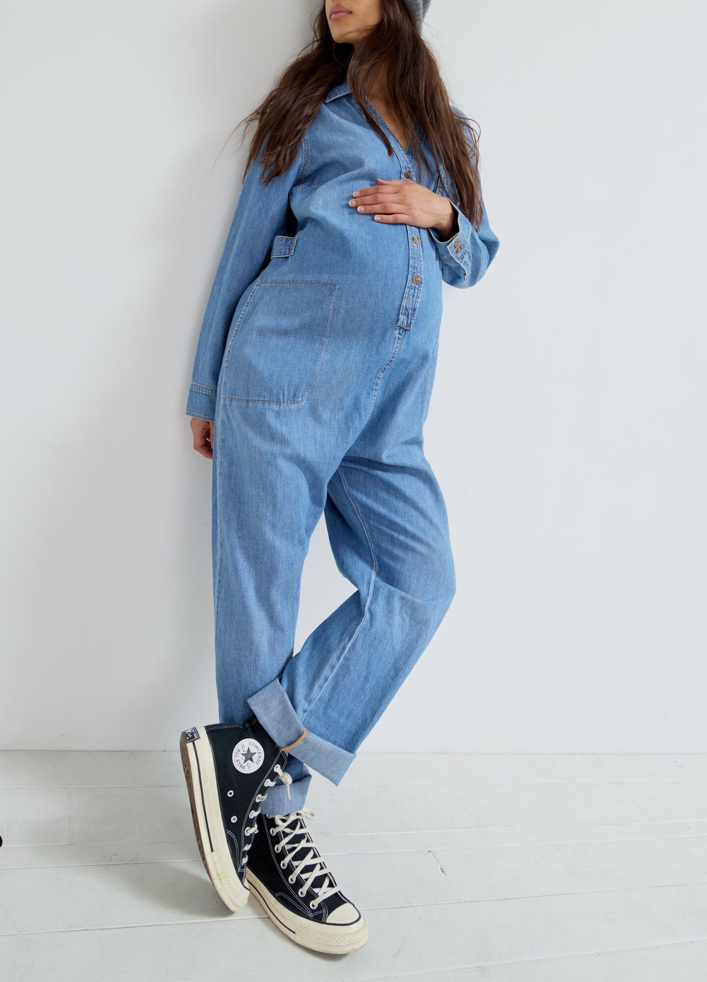 Comfortable Nursing Denim Jumpsuit for Moms - Stretchy Maternity Wear with Easy Breastfeeding Access | Perfect for Daily Wear, Outings & Nursing Sessions