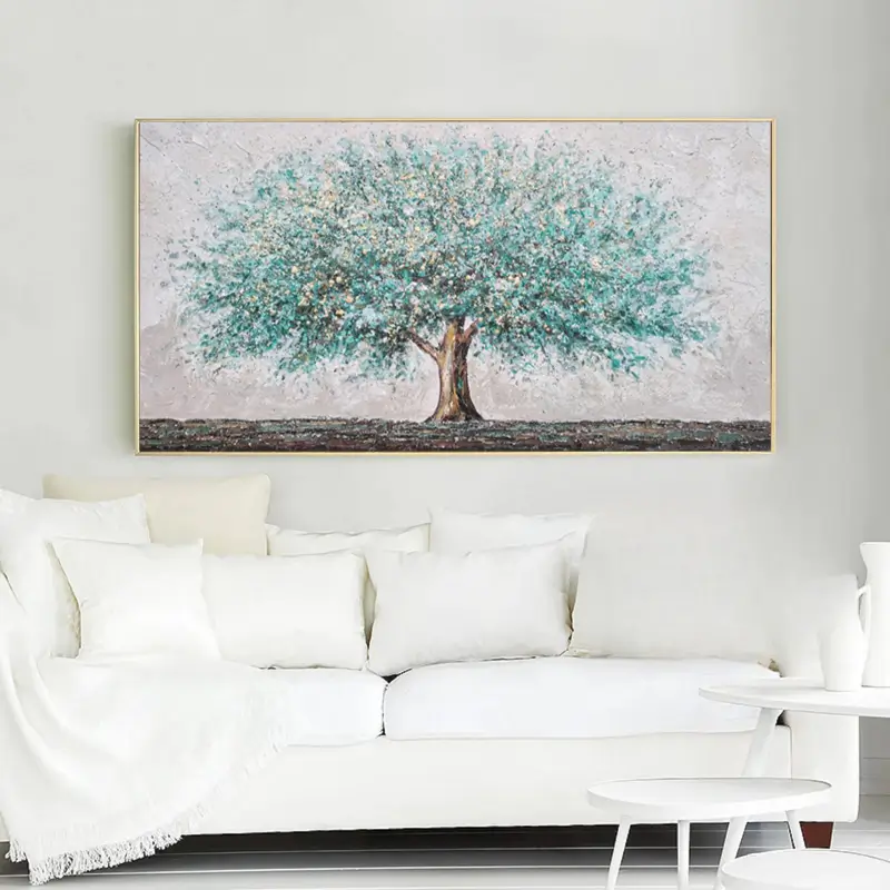 Flower and Tree Painting #FT007 - Handmade Canvas Wall Art for Home Decor, Living Room, Bedroom & Office
