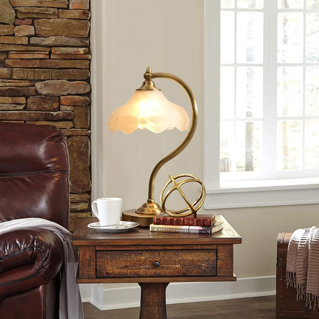 Copper Table Lamp - 23×42cm European Style Brass Bedside Lamp for Bedroom, Study, Living Room & Wedding Decor | Desk Lamp & Children's Reading Night Light | Perfect Home Lighting Gift for Housewarming & Special Occasions