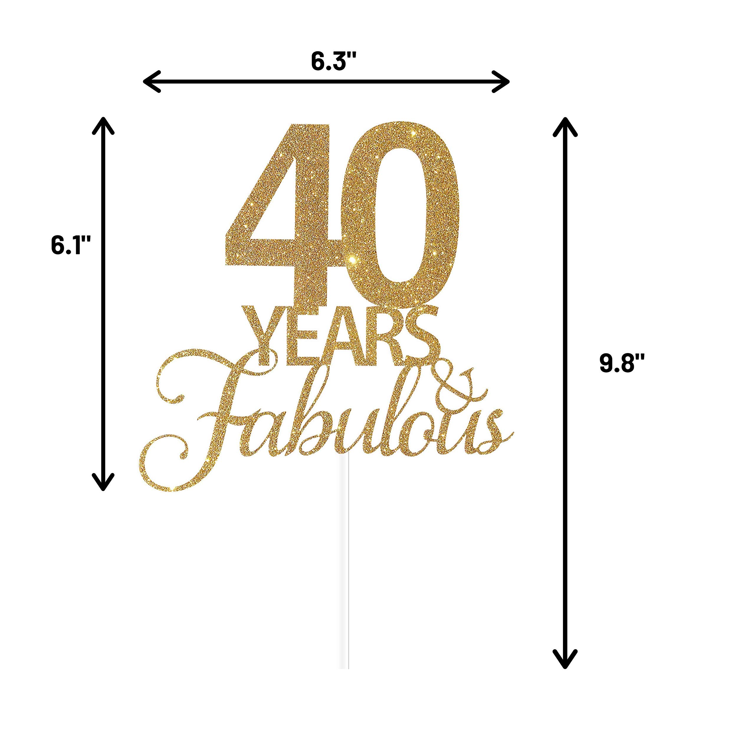 40th Birthday Cake Topper - Elegant Gold Glitter Anniversary Decor for 40 Years Celebration | Perfect for Milestone Birthdays, Wedding Anniversaries & Special Occasions