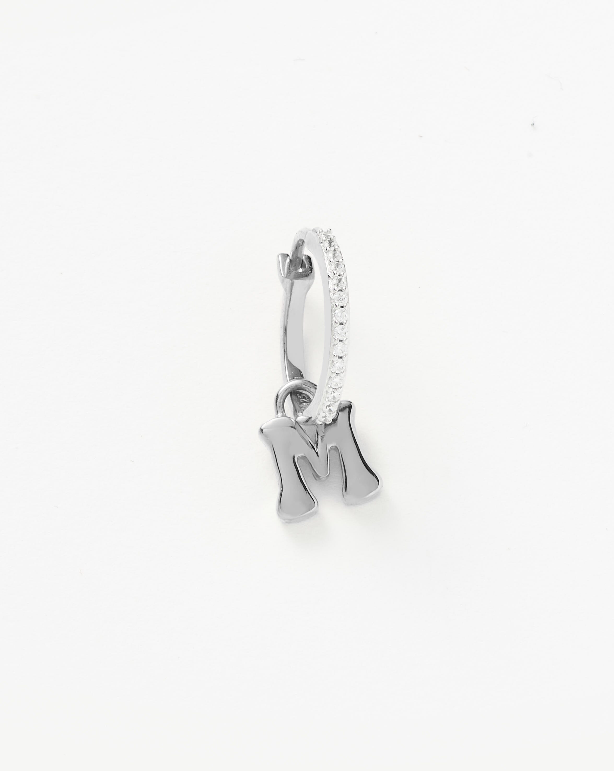 Personalized Initial M Sterling Silver Hoop Earrings - Dainty Letter Charm Jewelry for Women, Gift for Her, Everyday Wear & Special Occasions