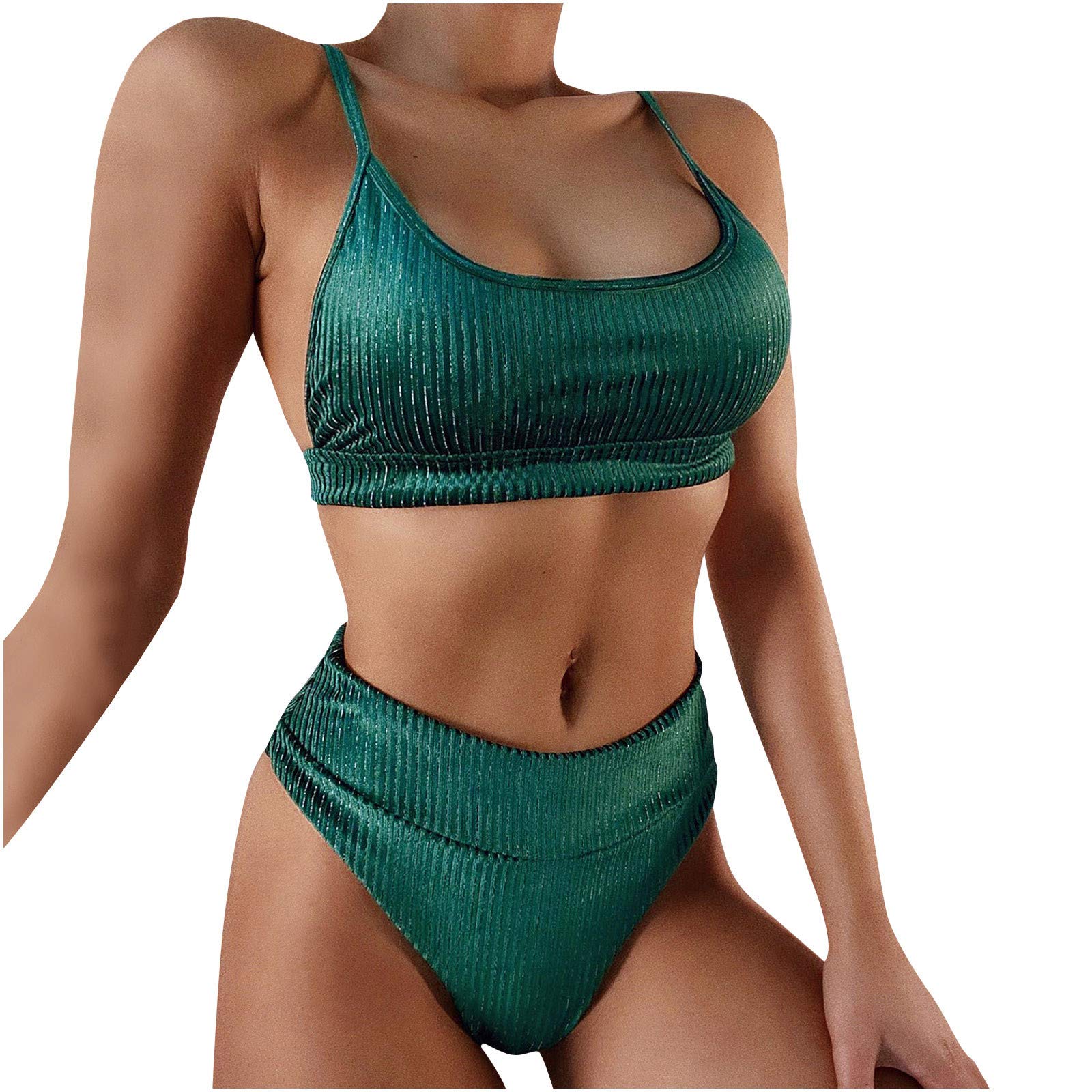 Sexy Halter Bandage Swimsuit 2 Piece Set - Women's Printed High Cut Bikini for Beach, Pool & Vacation | Trendy Swimwear for Summer & Tropical Getaways