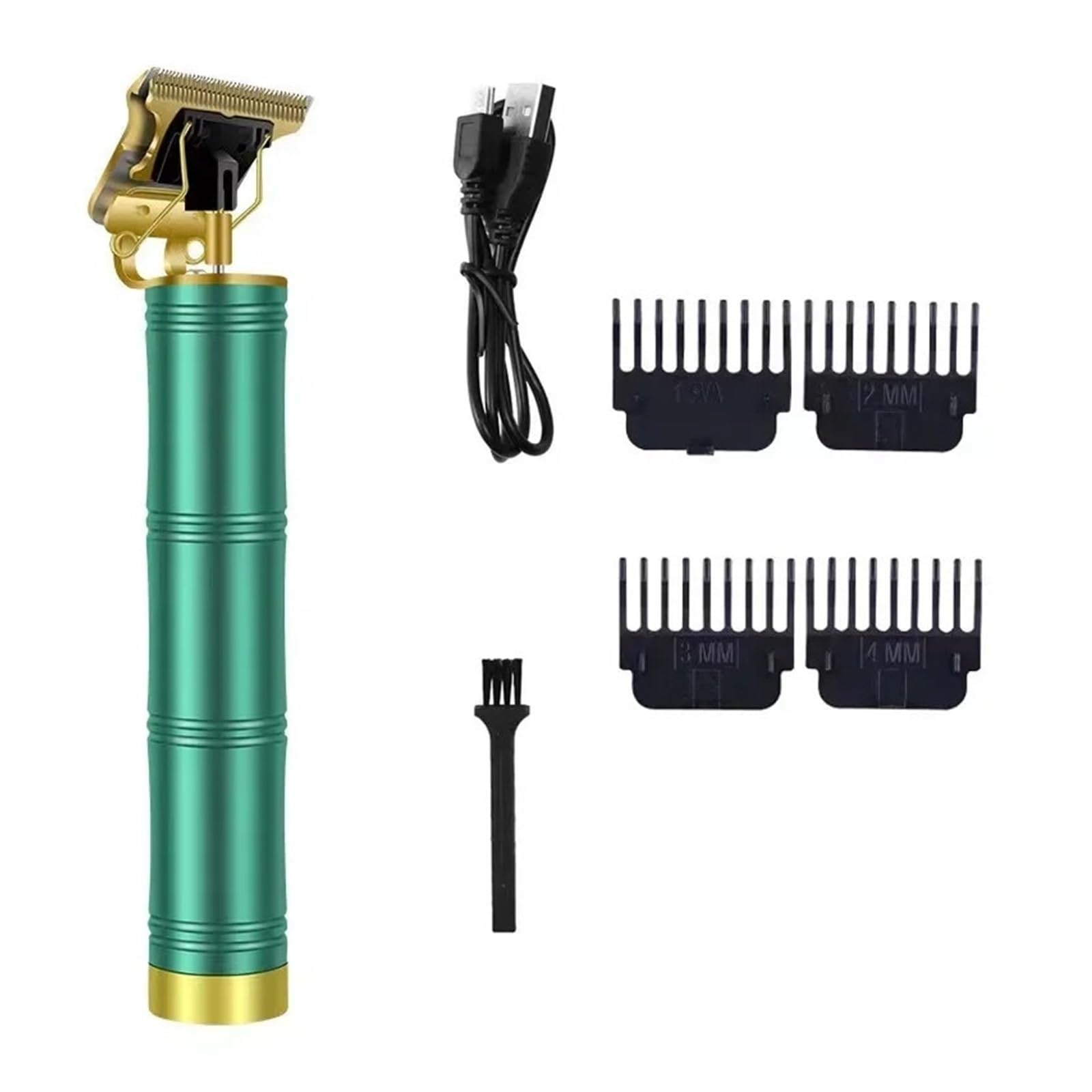 Professional T9 Rechargeable Electric Hair Clipper & Beard Trimmer for Men - Cordless Hair Cutting Machine with Green Bamboo Design - Perfect for Home Barbering, Travel Grooming & DIY Haircuts