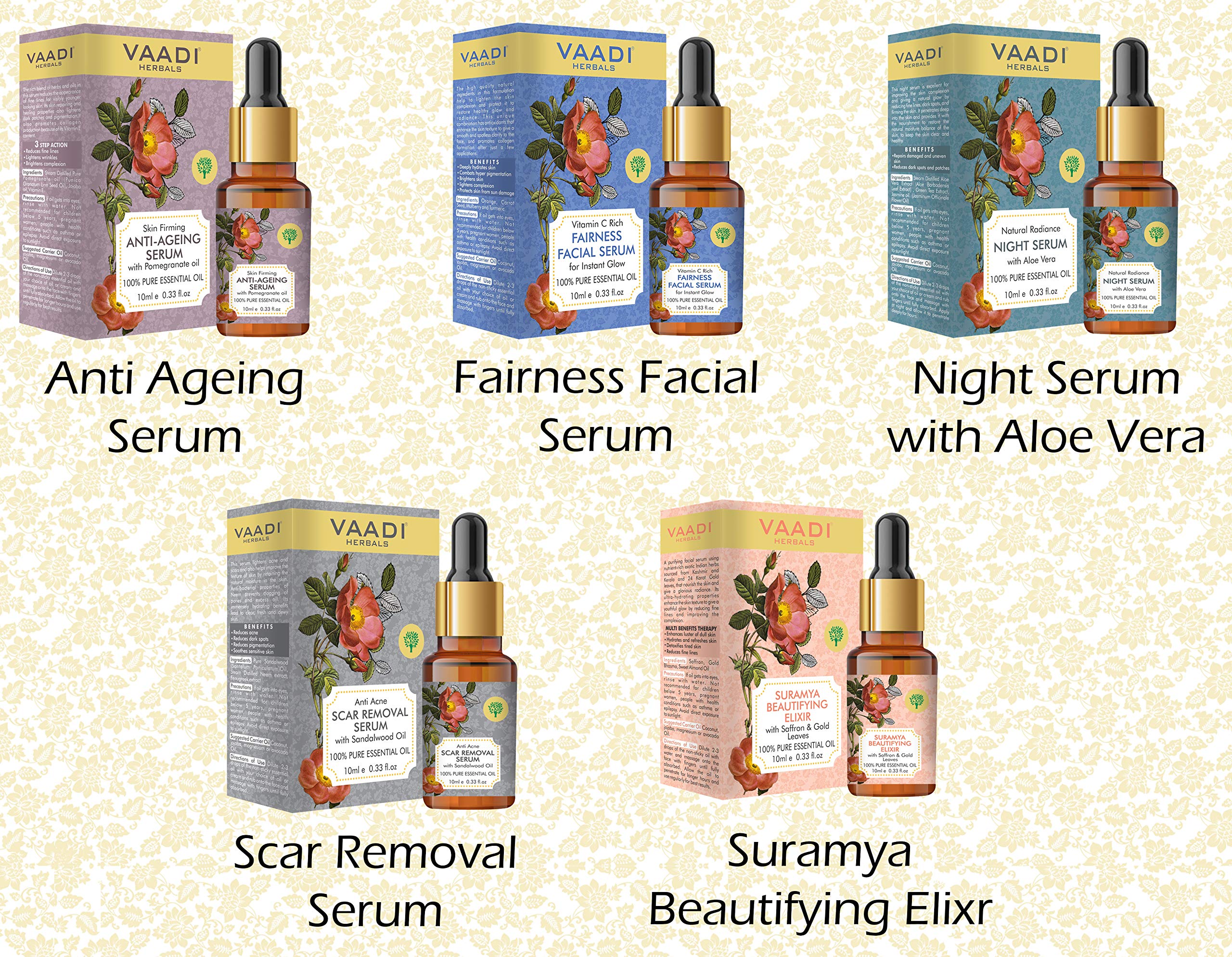 VAADI HERBALS Kumkumadi Face Oil with Saffron & Sandalwood - Dark Circle Treatment, Skin Brightening & Pigmentation Reduction - 10ml - Perfect for Nighttime Skincare & Anti-Aging Routine